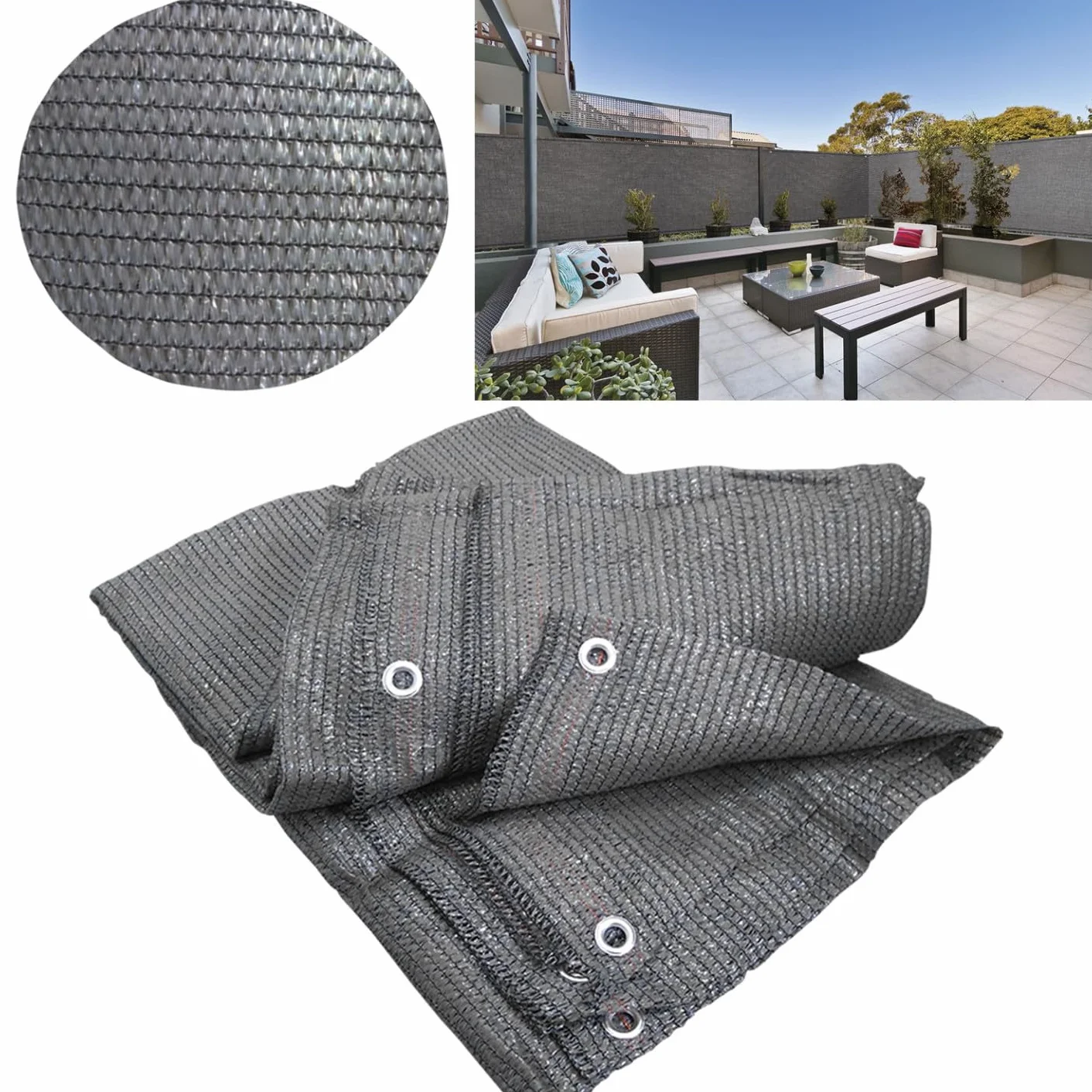 Brise Vue renforcé 1,5 x 10 M Gris 90 GR/m²