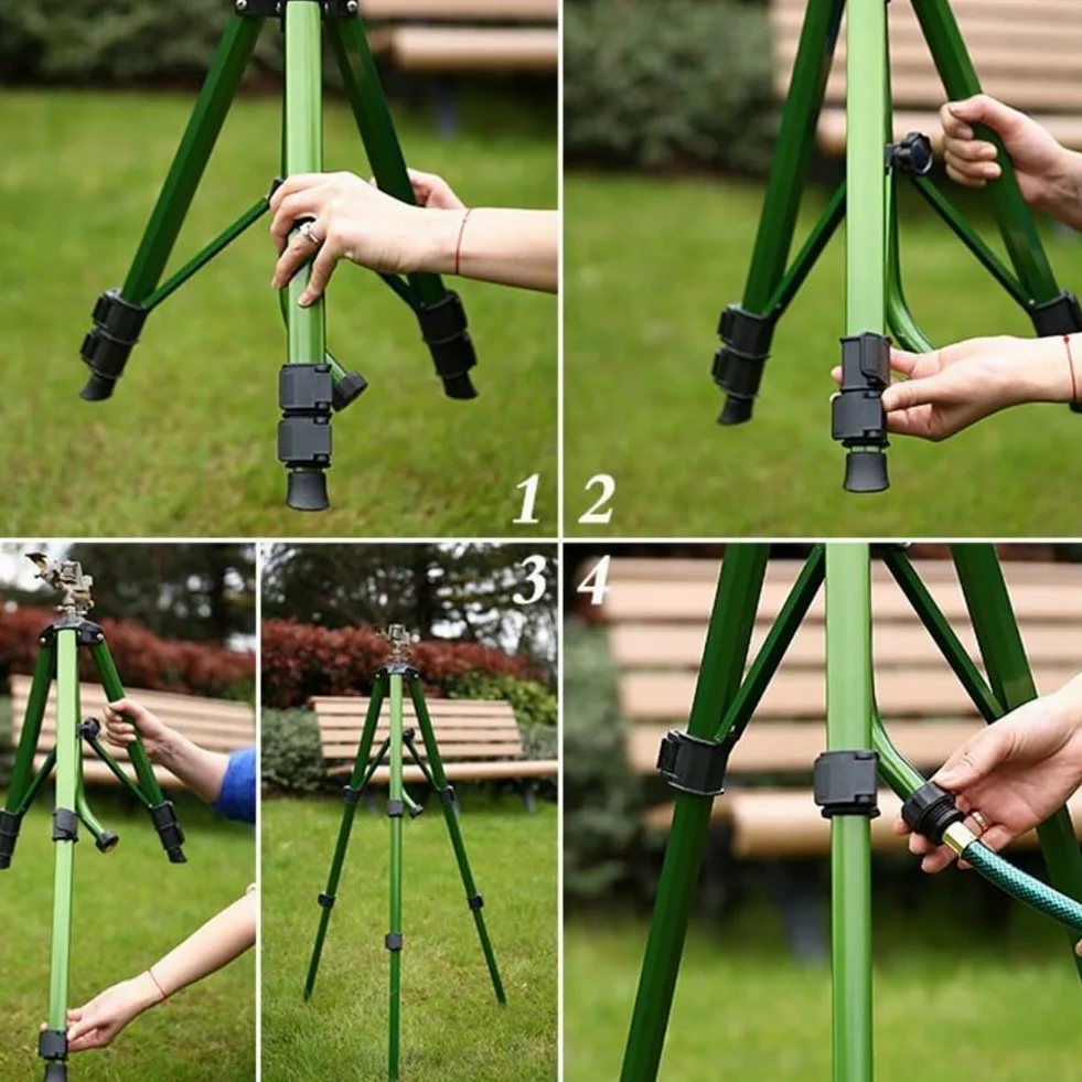 Arroseur de jardin réglable, trépied robuste, tête d'arrosage en alliage d'aluminium, rotation à 360 degrés, grand système d'arrosage de pelouse,