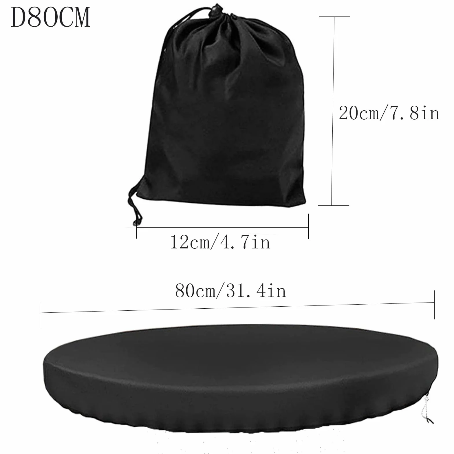 Housse Barbecue Exterieur Imperméable 80cm Protection Plaque Gril Rond
