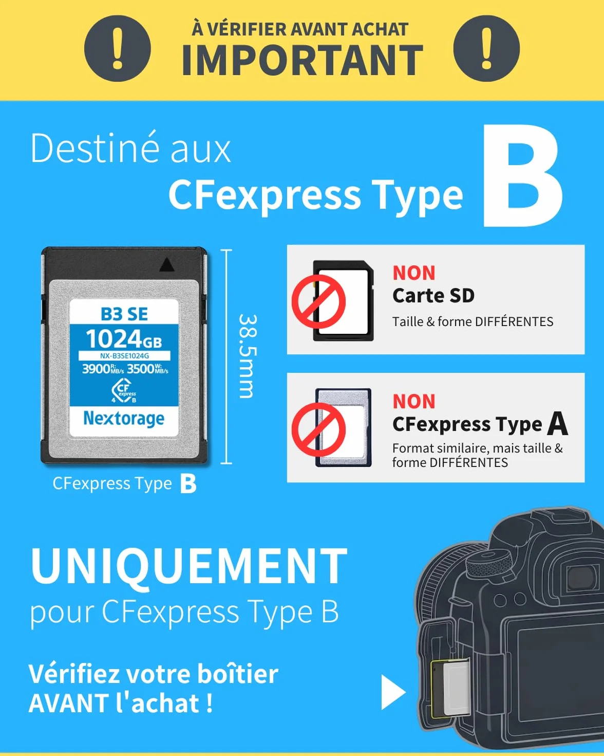 Nextorage CFexpress 4.0 Type B 256Go Carte Mémoire Japonaise pour Sony Nikon Canon Fujifilm