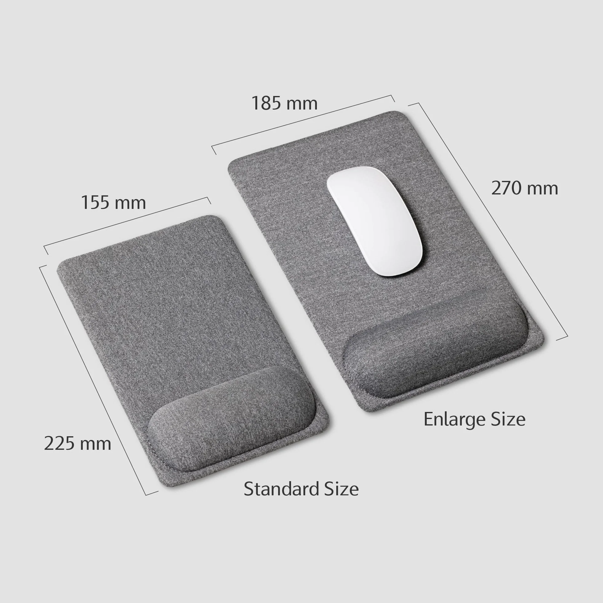 SenseAGE Tapis de Souris Ergonomique avec Repose Poignet, Base Antidérapante 22,5 x 15,5 cm Gris