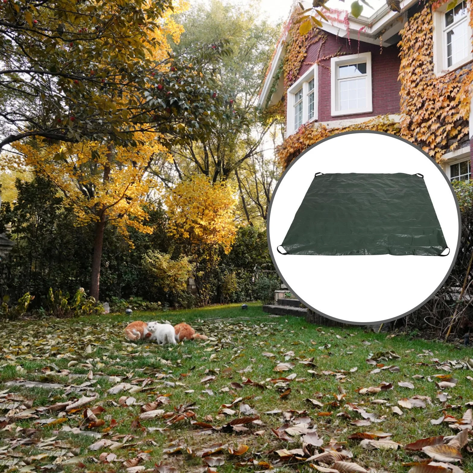 Totority Paquet à Feuilles Réutilisable Vert en Pe Pliable avec Poignées, Bâche de Ramassage de Feuilles Facile à Stocker pour Nettoyage de Jardin et Déchets Verts