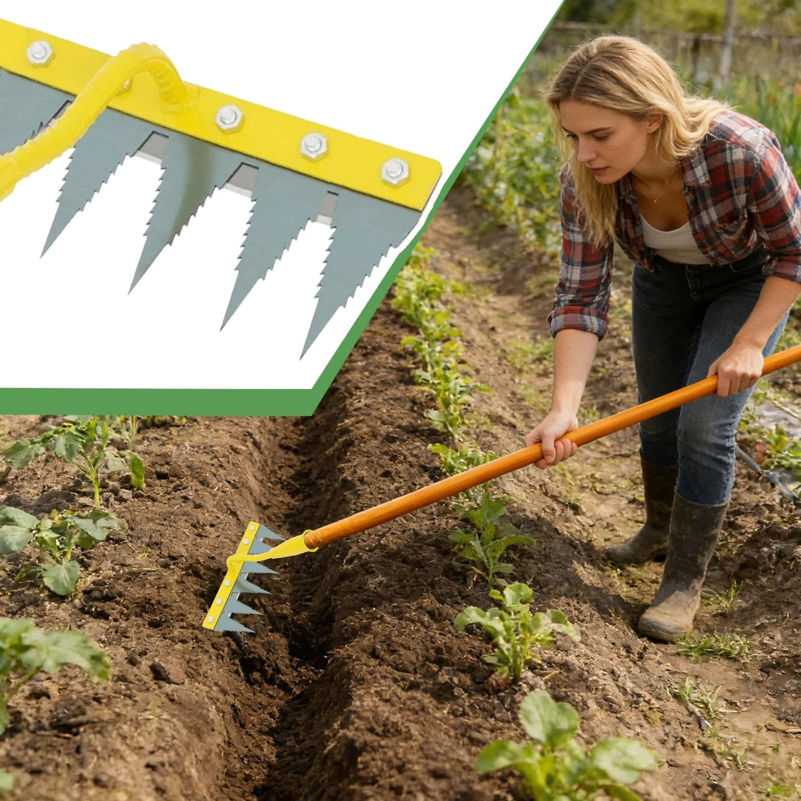 Générique Râteau à Gazon de Jardin Désherbeur-niveleur Robuste | Désherbeurs manuels pour jardin, pelouse, cour, parterre de fleurs, serre, pépinière, verger, ferme, extérieur