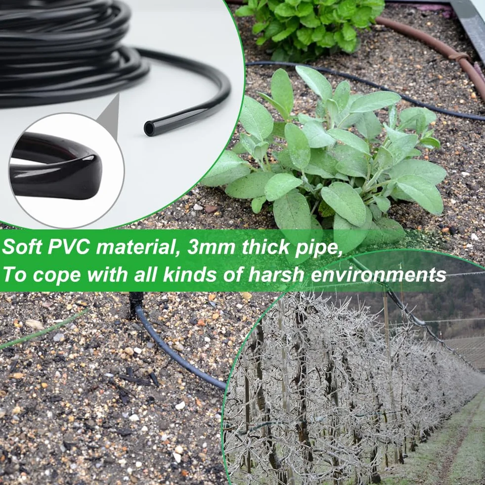 Paor Micro tube d'irrigation Noir 10 mètres I.D 4 mm OD 6 mm pour arrosage de jardinage