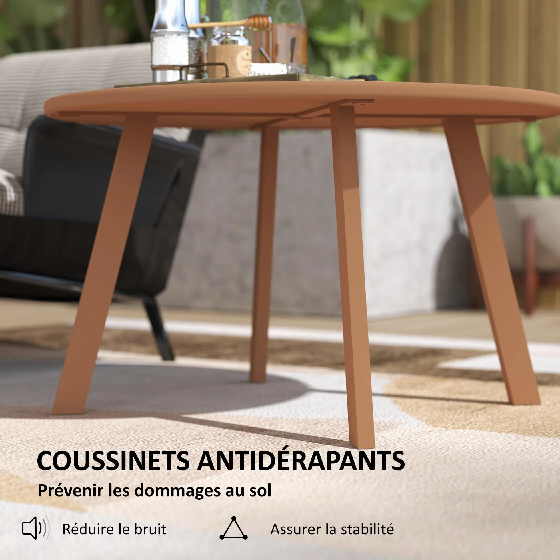 Outsunny Petite Table Basse Ronde Ø 70 x 42 cm, Cadre en métal, Orange