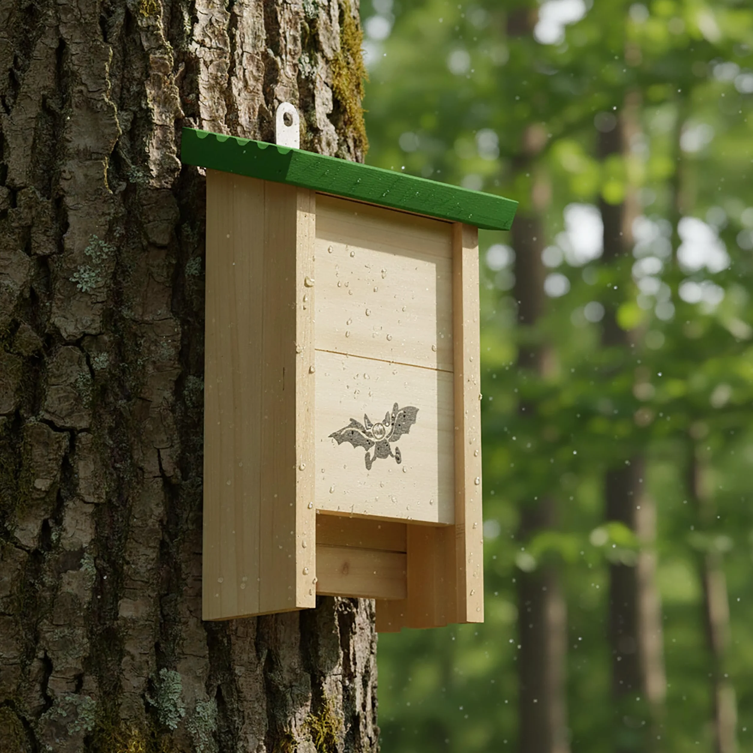 Relaxdays Nichoir Chauves-Souris Lot de 2 Bois Non traité 25 x 18 x 6 cm Naturel/Vert