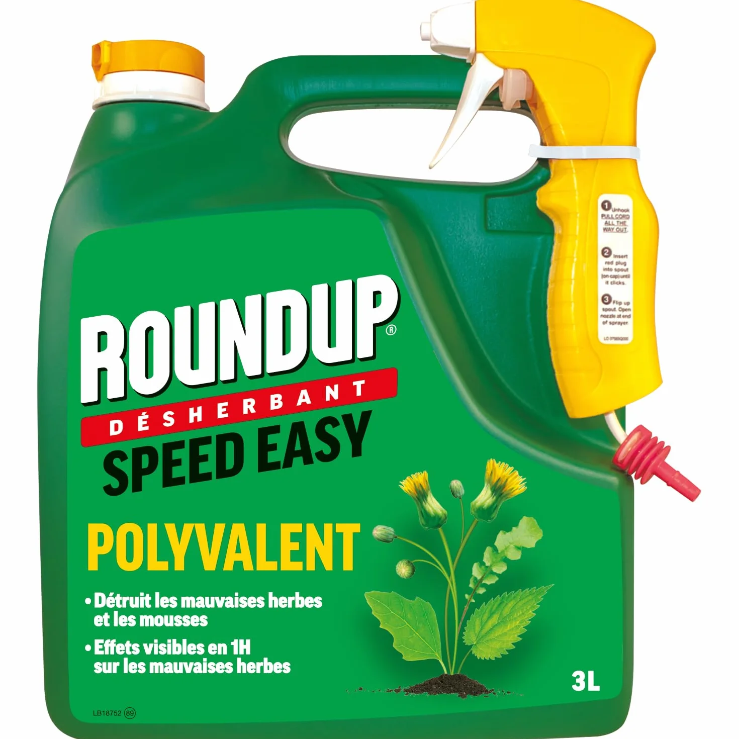 ROUNDUP RPO3A Désherbant Jardin Polyvalent 3 L Acide Pélargonique 100m²