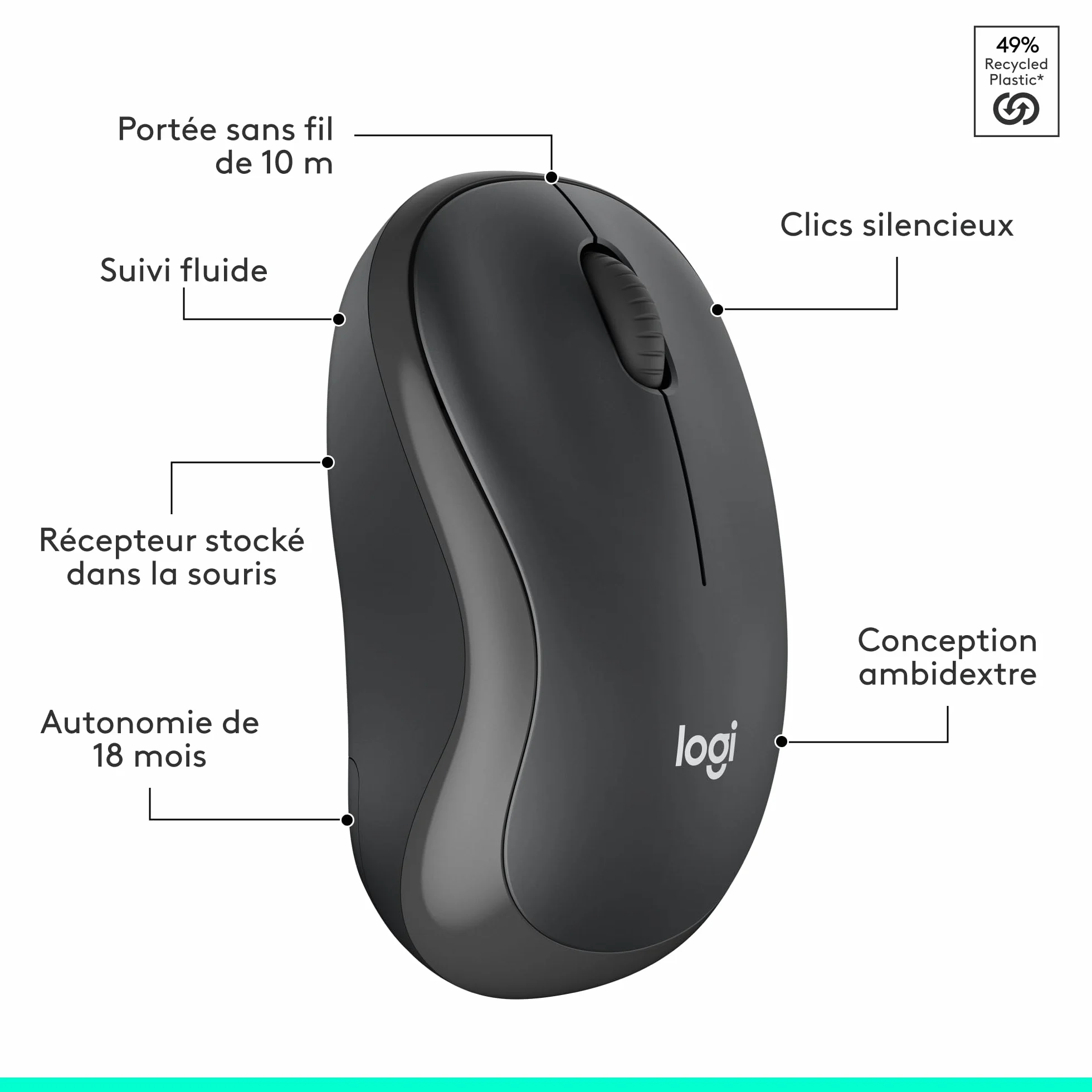 Logitech MK295 Silent ensemble souris et clavier sans fil SilentTouch AZERTY Français Gris