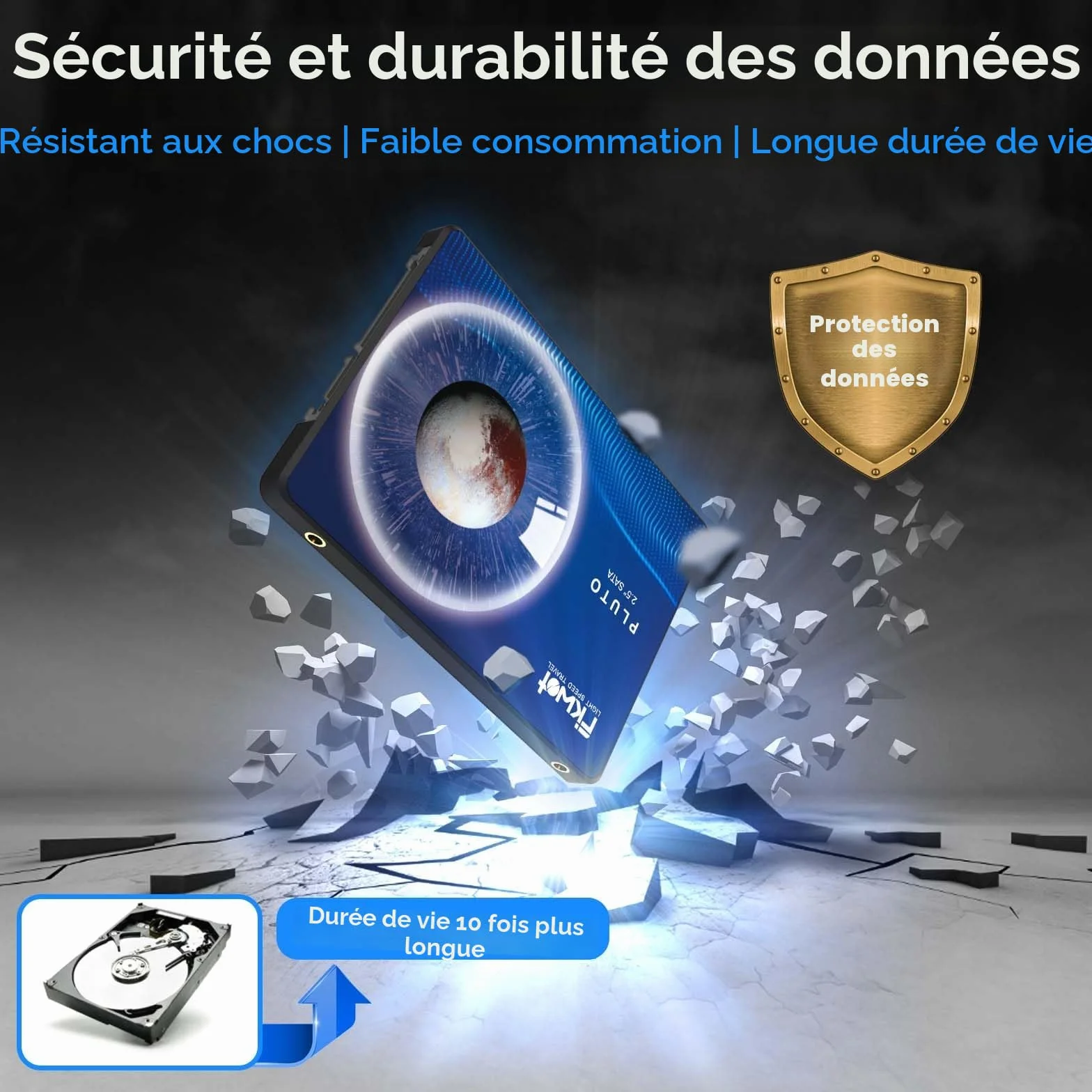 Fikwot FX815 256Go SATA SSD 2,5" SATA III 3D NAND Flash Jusqu'à 550MB/s