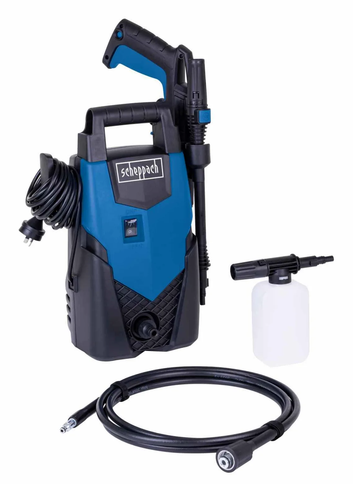 Scheppach Nettoyeur Haute Pression HCE1400 avec Fonction d'auto-Aspiration | Puissance de 1400W -Pression Max. 110 Bar -Système Quick-Connect - Débit 408 L/h -Tuyau Haute Pression de 3m