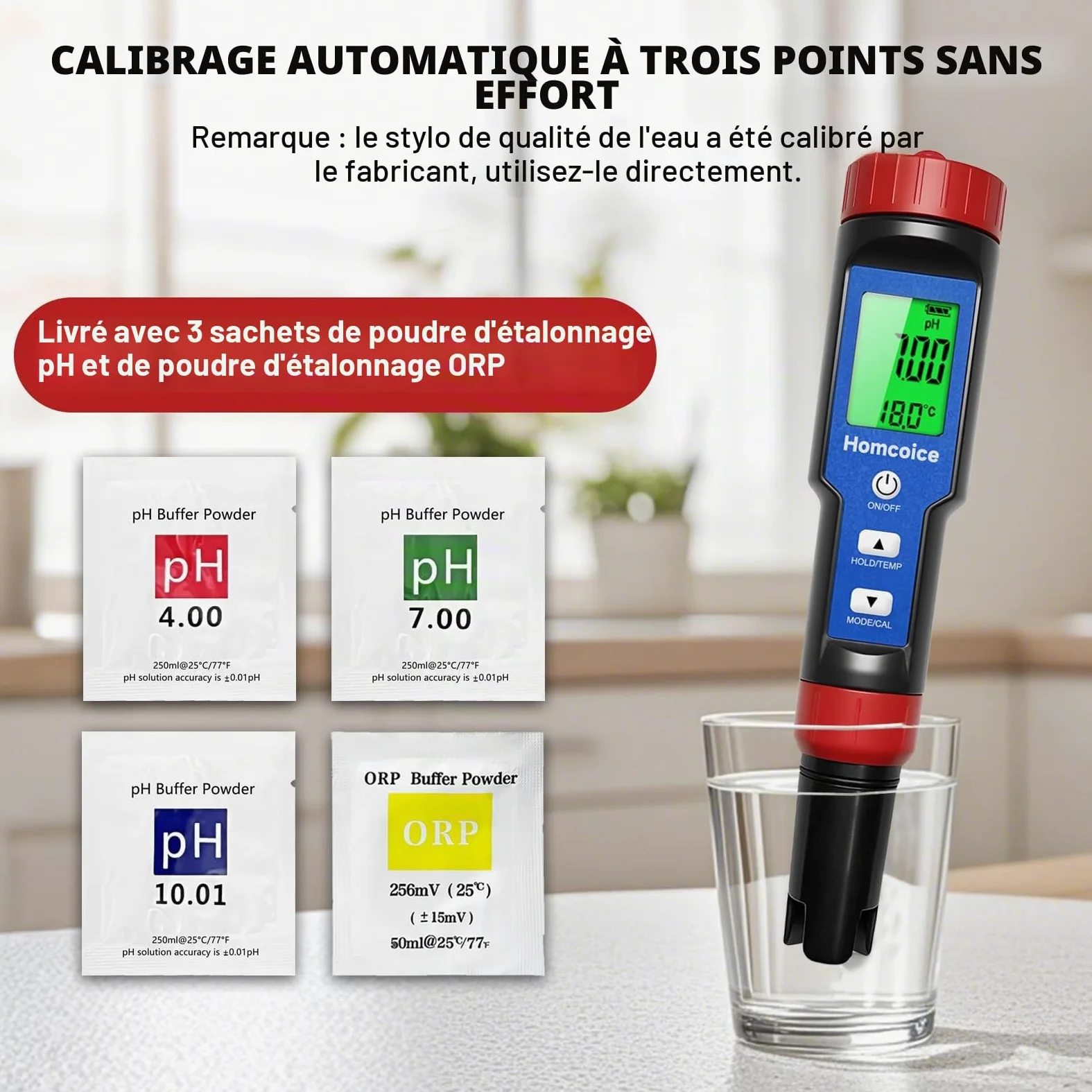 pH Chlore Mètre Piscine 7-en-1, Testeur PH Chlore Salinité ORP TDS EC Température, Tester Qualité Eau de haute précision avec fonction ATC pour piscines, eau potable, aquarium, hydroponie