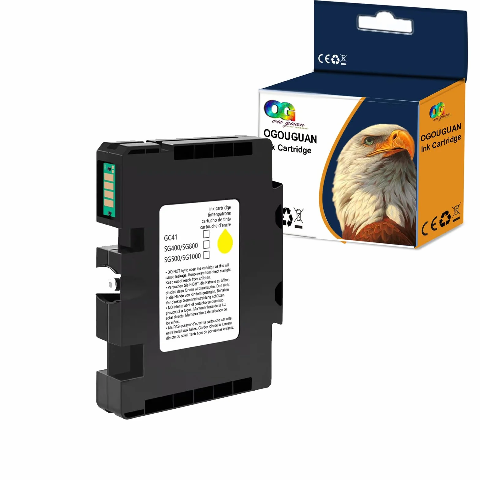 Cartouches d'encre de sublimation CAIDI compatibles pour Sawgrass Virtuoso SG400 SG800 Ricoh Aficio SG3100 SG3110 SG7100 (Jaune)