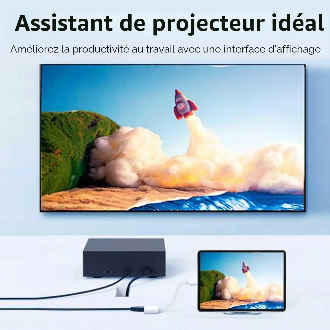 Adaptateur USB C vers HDMI pour iPhone 17 16 15, Convertisseur d'écran pour iPad MacBook vers HDTV Projecteur