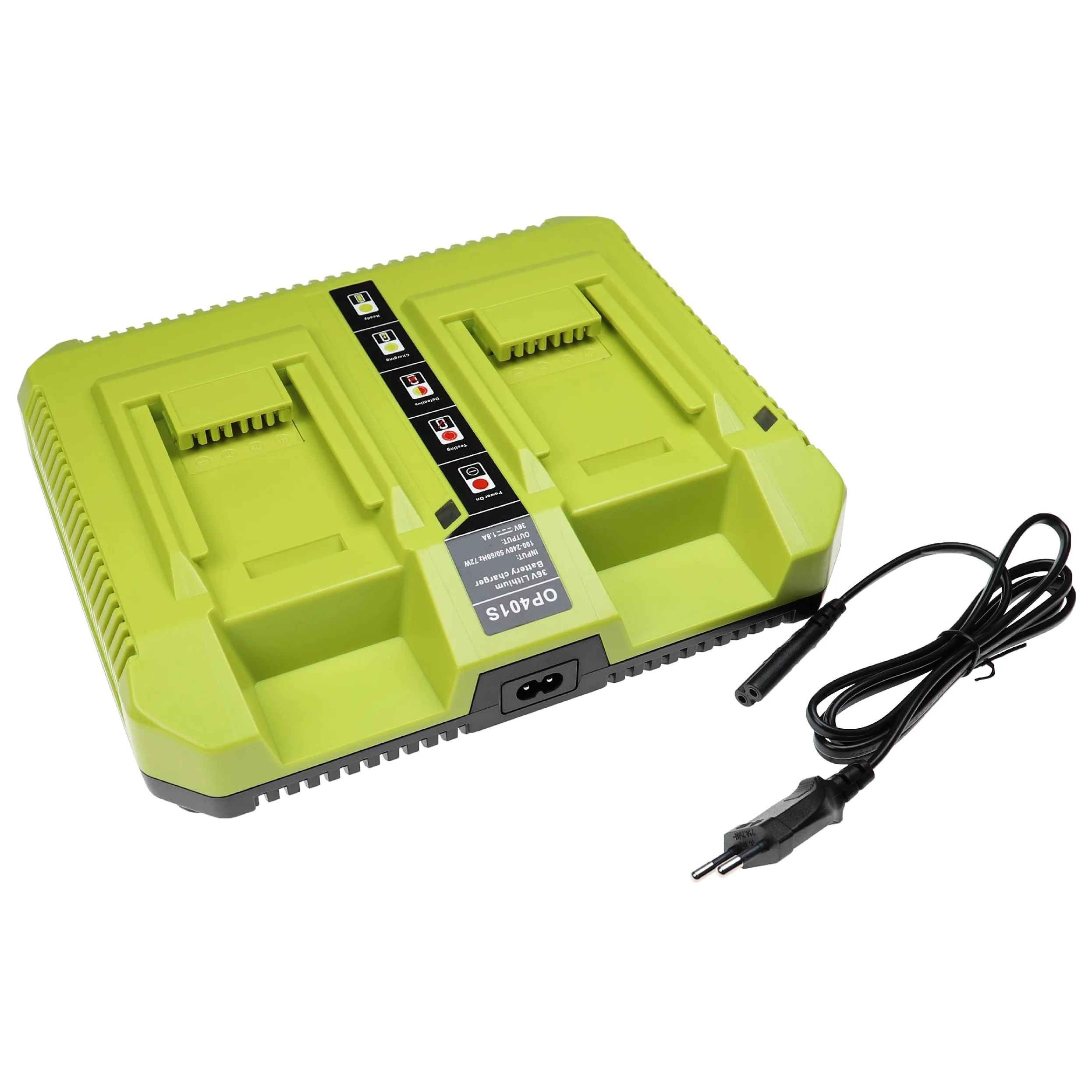 vhbw Chargeur Double Compatible avec Ryobi RY40201A, RY40200 | RY40202, RY40204, RY40210 batteries Li-ion d'outils / de tondeuse, 72 W, 36V