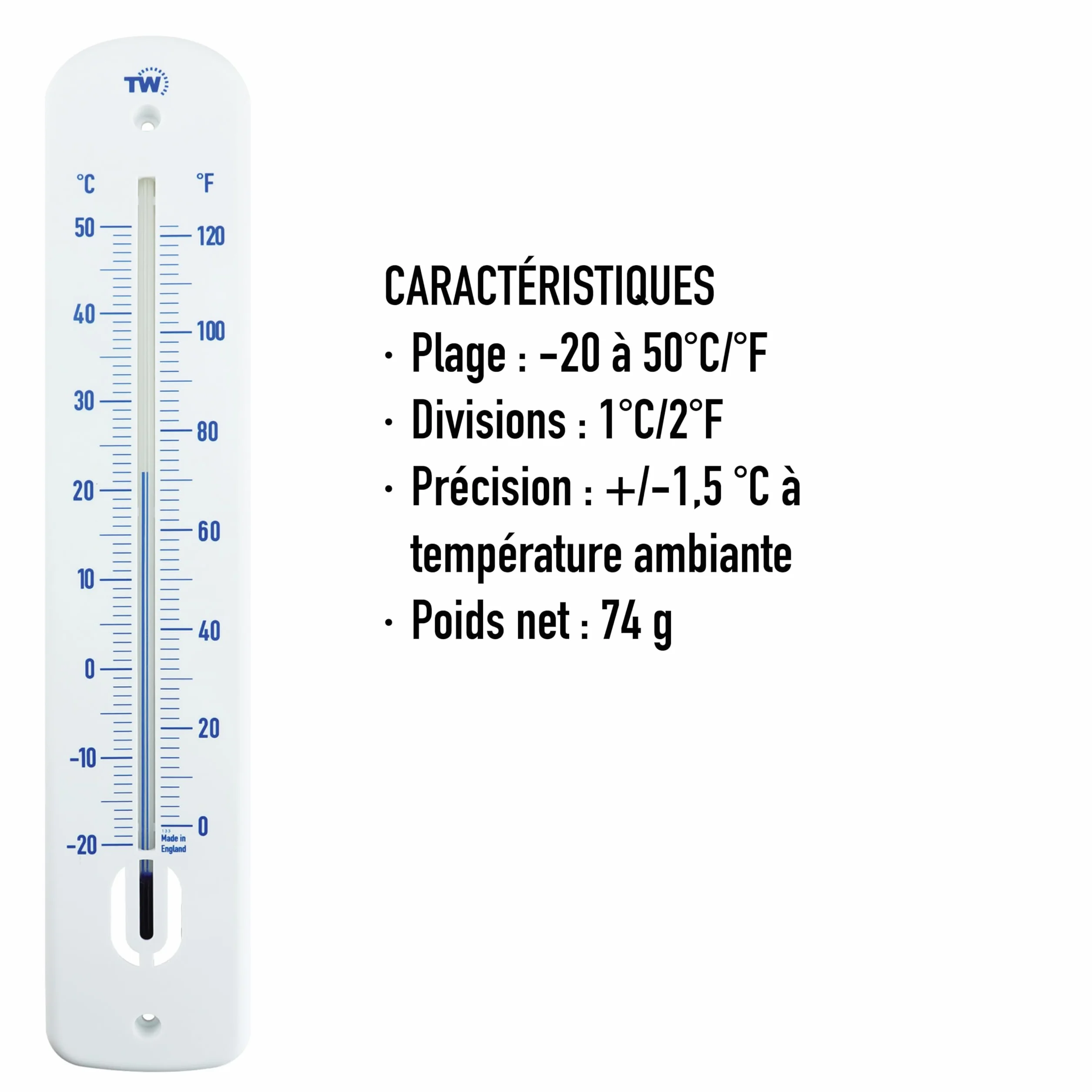 Grand thermomètre extérieur jardin 380 mm pour serre, patio, terrasse