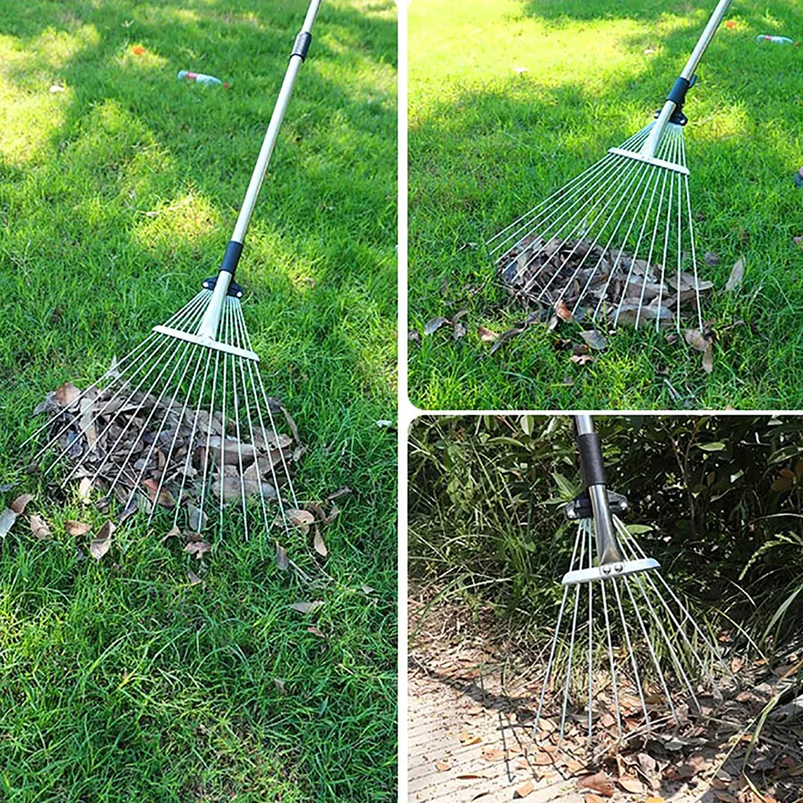 Sacs à déchets de Jardin, Set de Sacs autoportants, râteau à Feuilles à poignée réglable, Sacs à déchets de Jardin avec poignées, Bonus 1 Paire de Gants de Jardinage 37.8L/10gallons
