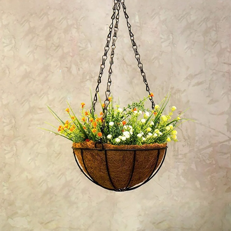 Lot de 2 jardinières suspendues en métal, panier pour plantes à suspendre, noix de coco