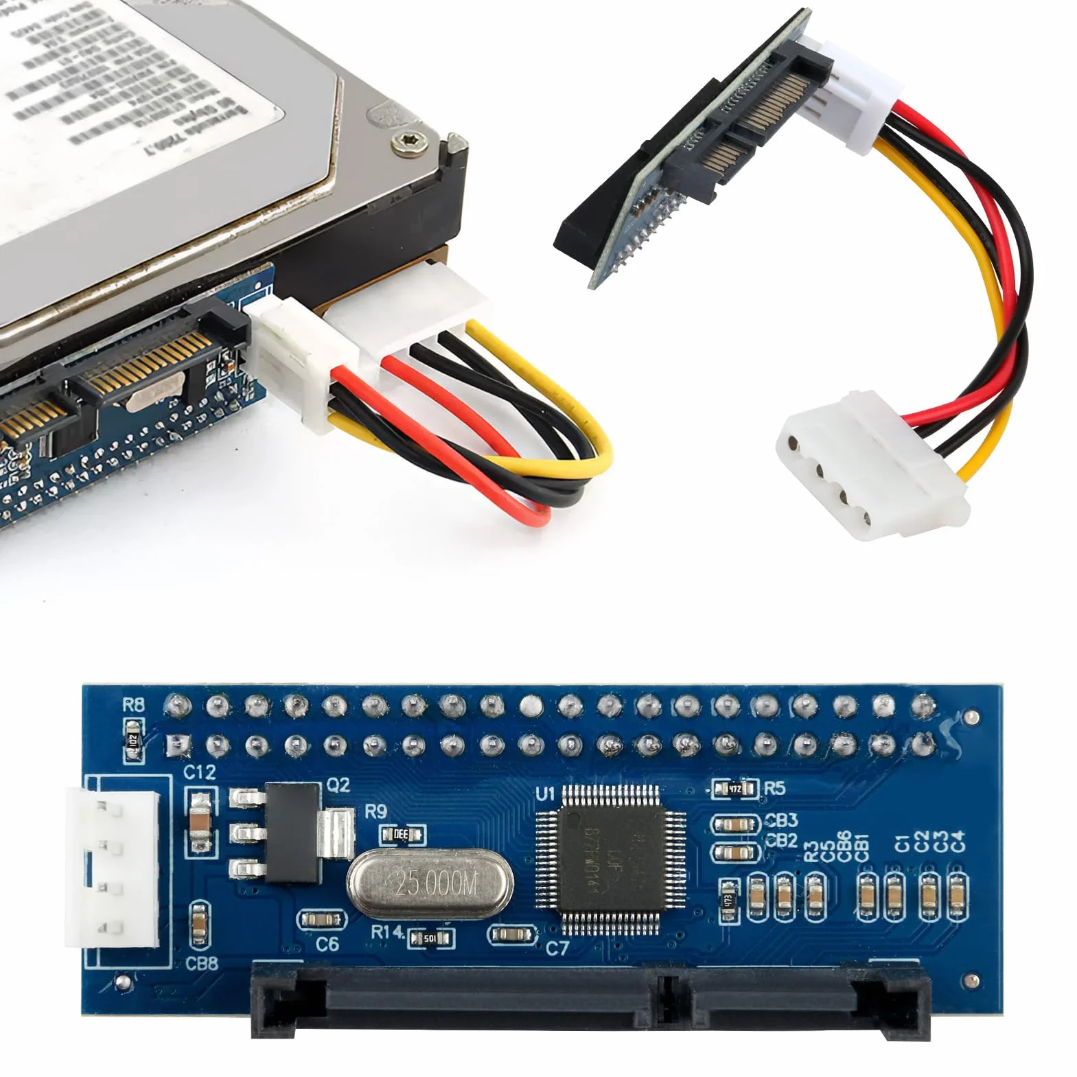 Adaptateur IDE SATA Convertisseur 40 Broches vers SATA Femelle pour Disque Dur 3,5"
