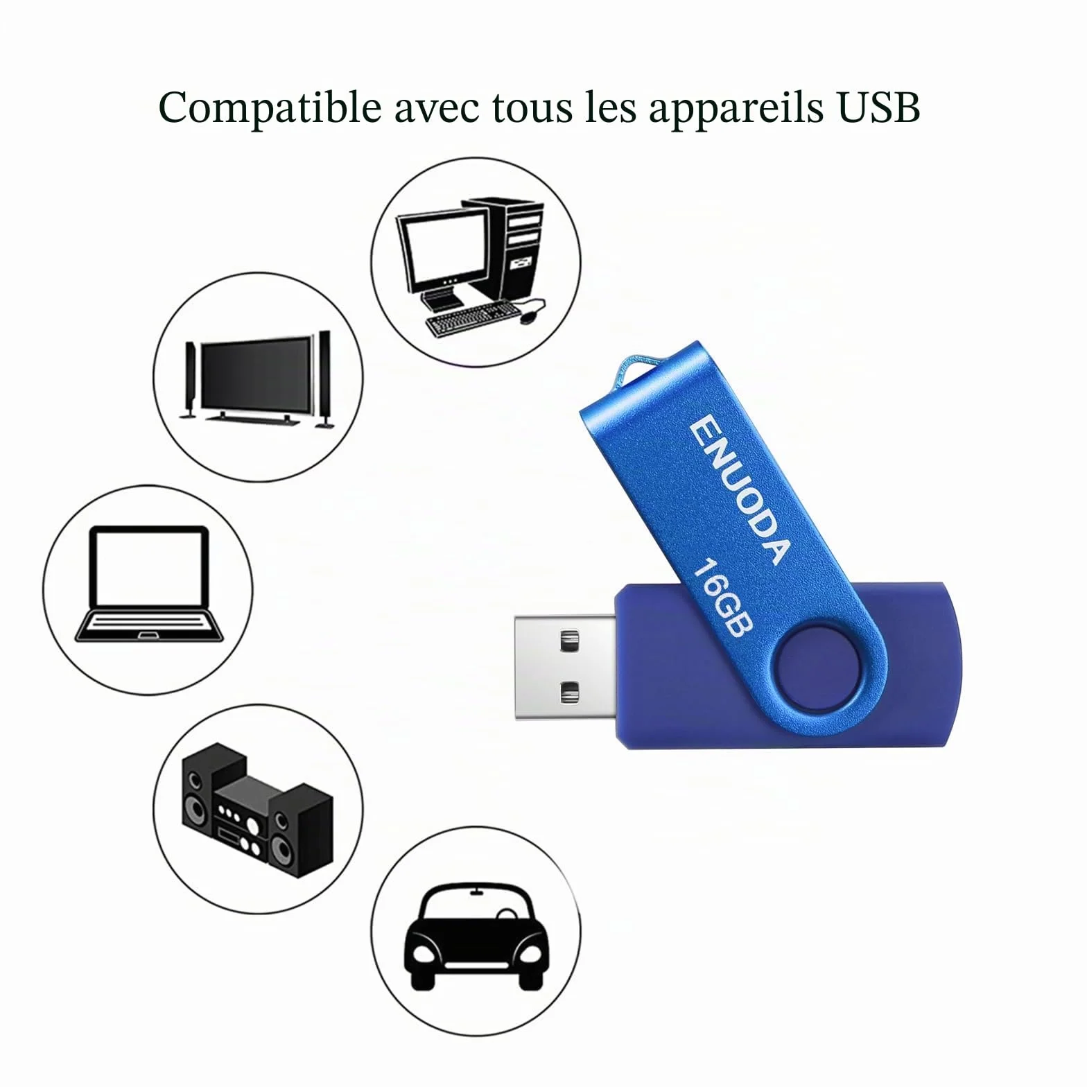 ENUODA Clé USB 16 Go Lot de 2 USB 2.0 Flash Drive avec Lumière LED Bleu Violet