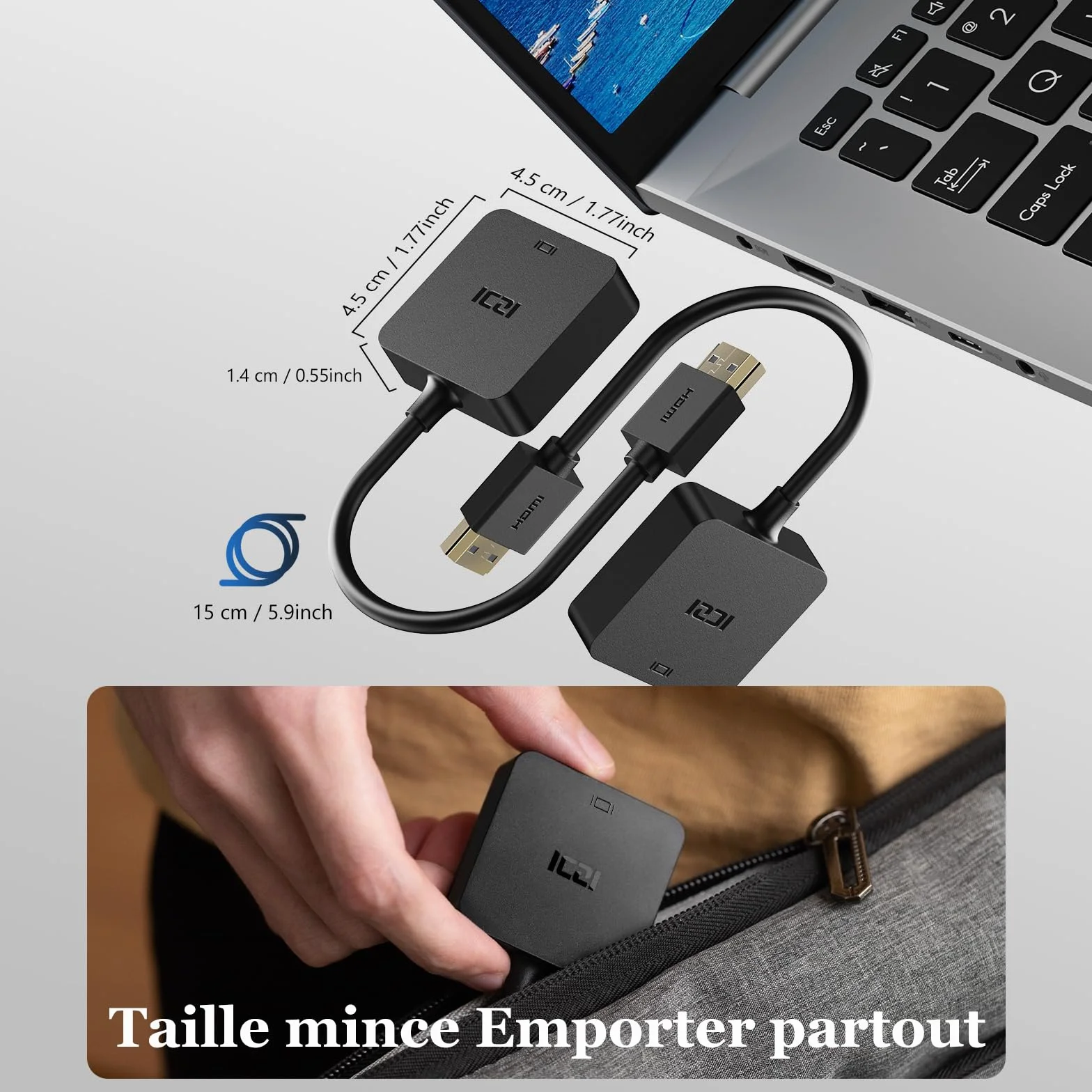 ICZI Lot de 2 Adaptateurs HDMI vers VGA 1080P, Convertisseur HDMI Mâle vers VGA Femelle Noir