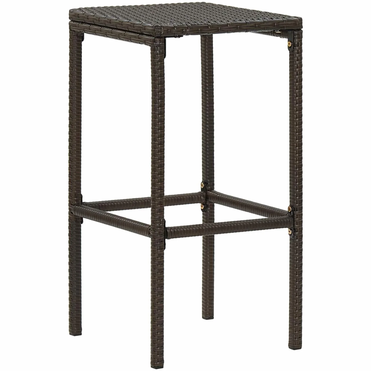 Ensemble de Bar de Jardin Résine Tressée Marron 1 Table 3 Tabourets avec Coussins