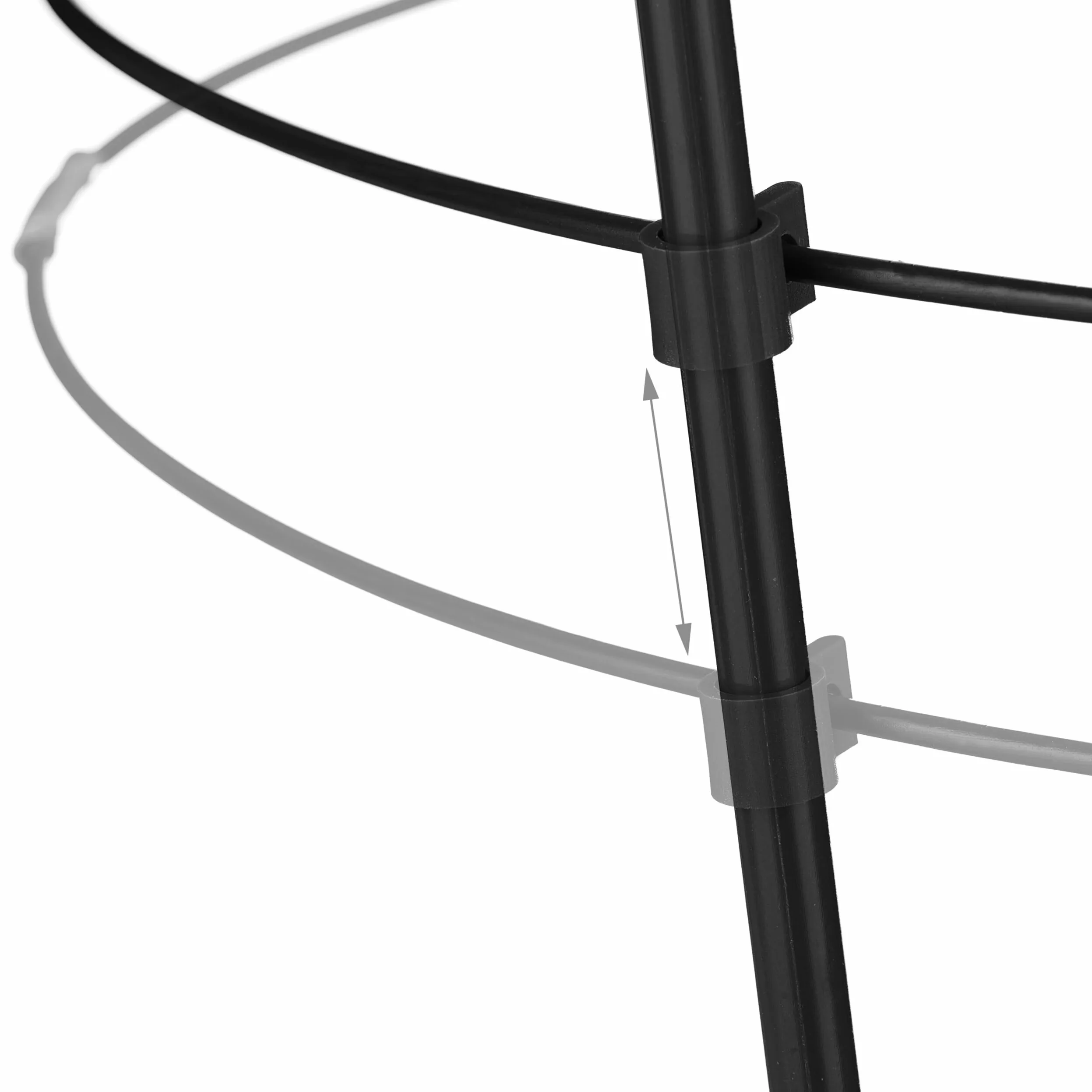 Relaxdays Tuteur pour tomates, Plantes grimpantes, Lot de 6, métal & Plastique, 3 Anneaux réglables, Hauteur 76 cm, Noir