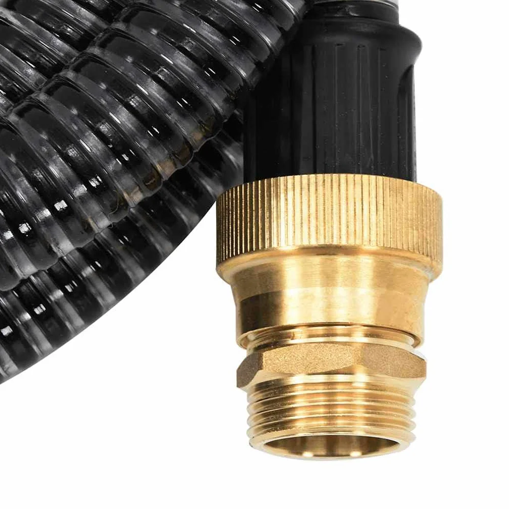 Tuyau d'Aspiration 10 m Noir PVC 1" 25 mm avec Raccords Laiton, Crépine & Clapet de Pied Flottant, Pompe Jardin Filtre Eau Domestique, Pression 6 Bar