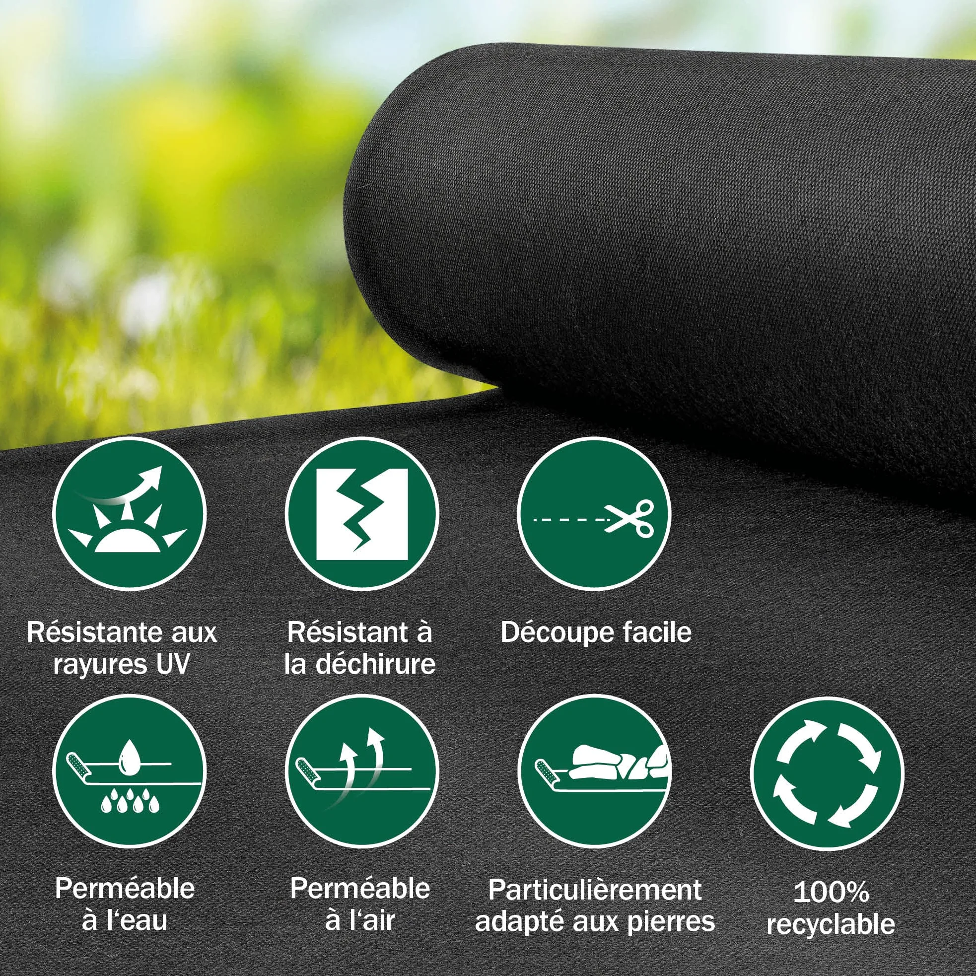 Moorland Toile Anti Mauvaises Herbes Jardin perméable à l'eau résistant | 100m² largeur 1m noir 100% recyclable paillage pour jardins et terrasses Ancheur voile indéchirable bache Gardur