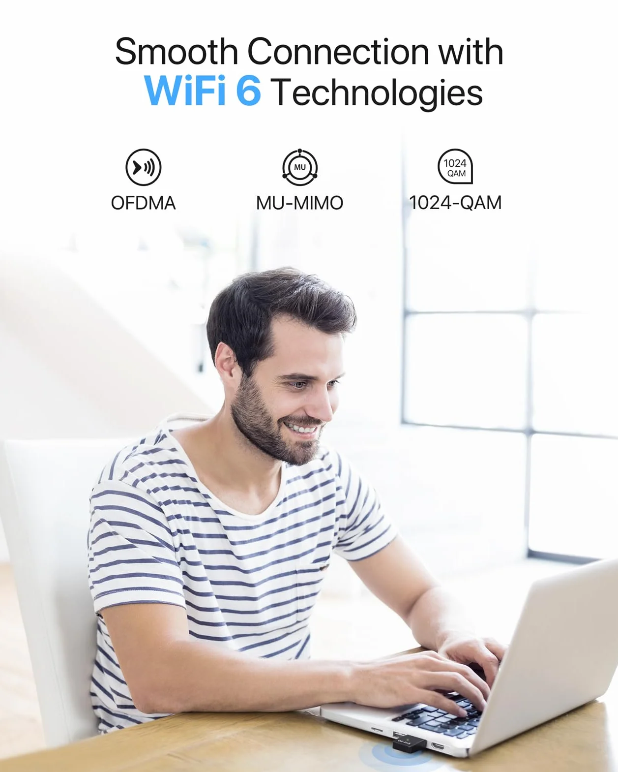 BrosTrend AX900 Clé WiFi 6 Mini USB Double Bande 5GHz 600Mbps 2.4GHz 286Mbps Compatible Windows 11/10/7