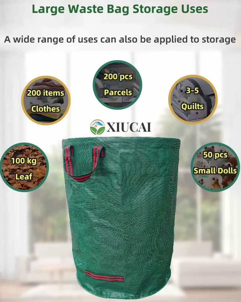 2 Sacs Professionnels Réutilisables 500L pour Déchets de Jardin | avec 1 Gant Anti-Percée, pour Pelouse, Feuilles et Résidus,2bags 1glove