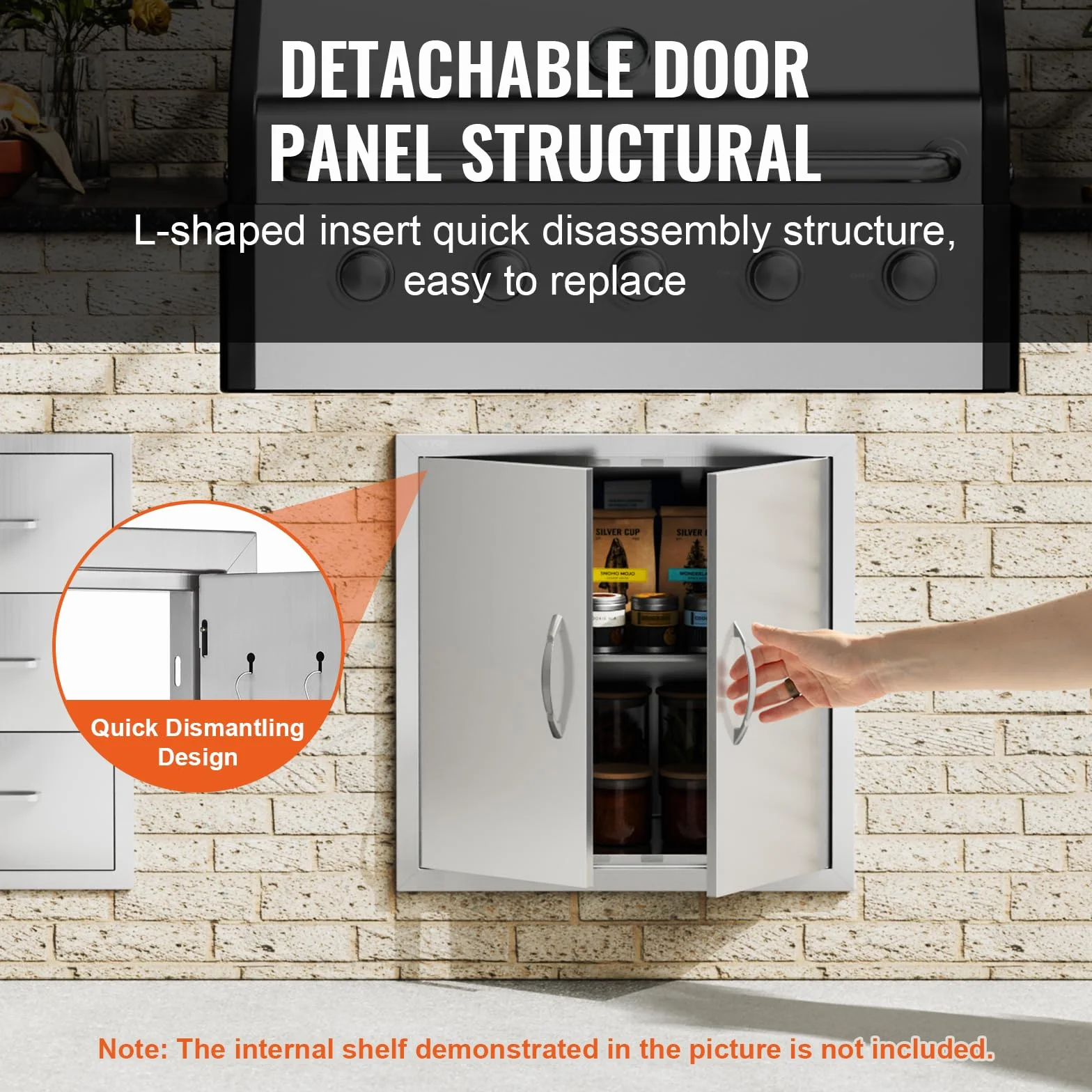 VEVOR Porte d'Accès pour Barbecue Double 61x61 cm, Porte Encastrée en Inox Réversible Double Paroi