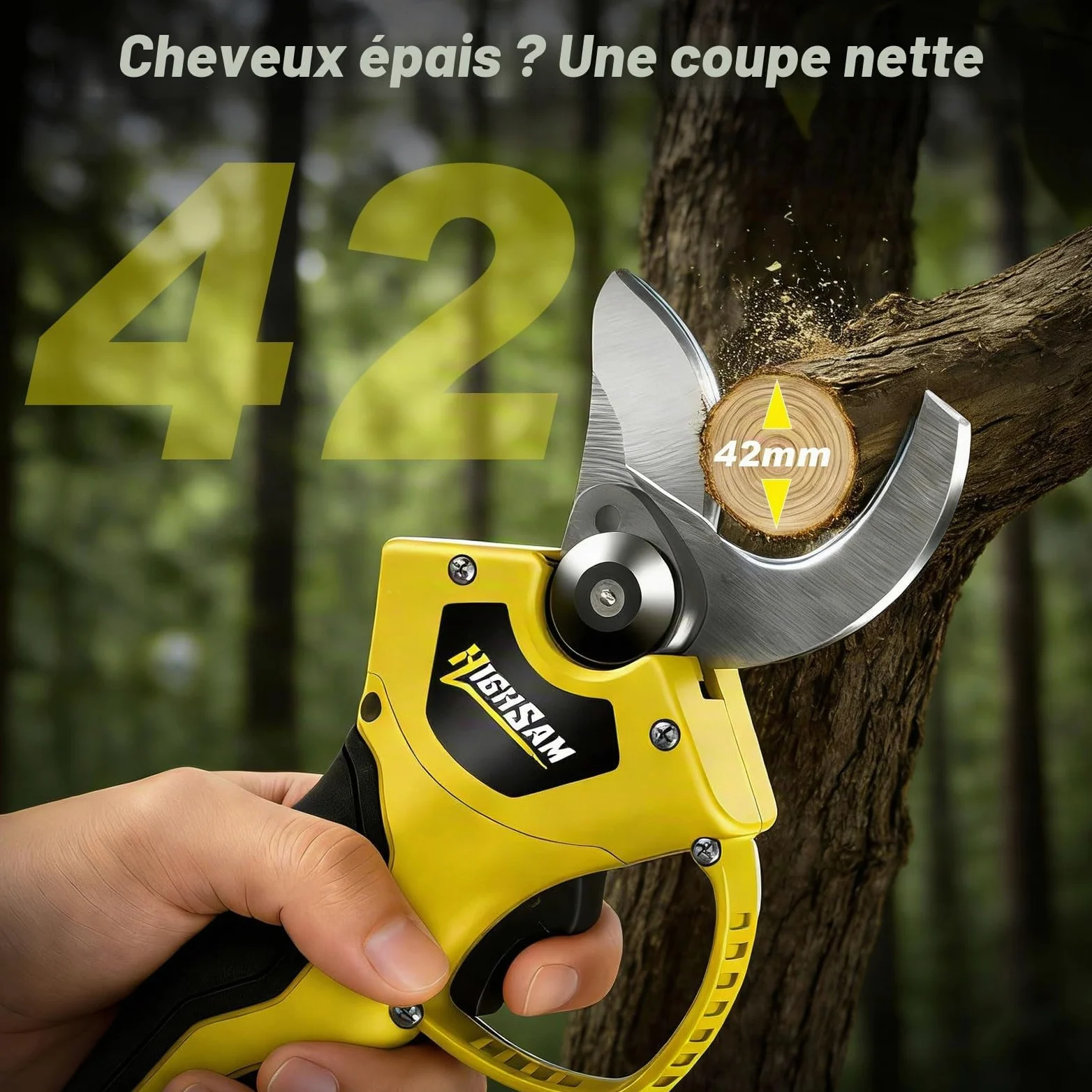8 Pouces Mini Scie à Chaîne & Taille-Branches Sans Fil, 4-en-1 Outil Jardin Moteur Sans Balais, Tige Télescopique 4,2m, 2×4,0Ah Batteries, Scie à Chaîne, Taille Branches & Coupe Bois