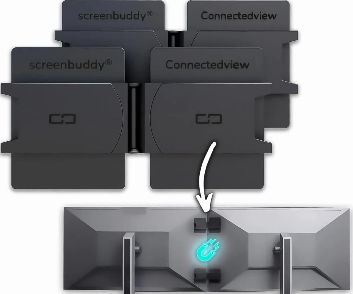 Set de 2 Connexion magnétique pour écrans avec Fonction Smart-Lock, Accessoires innovants pour Ordinateurs/Jeux, Made in Germany
