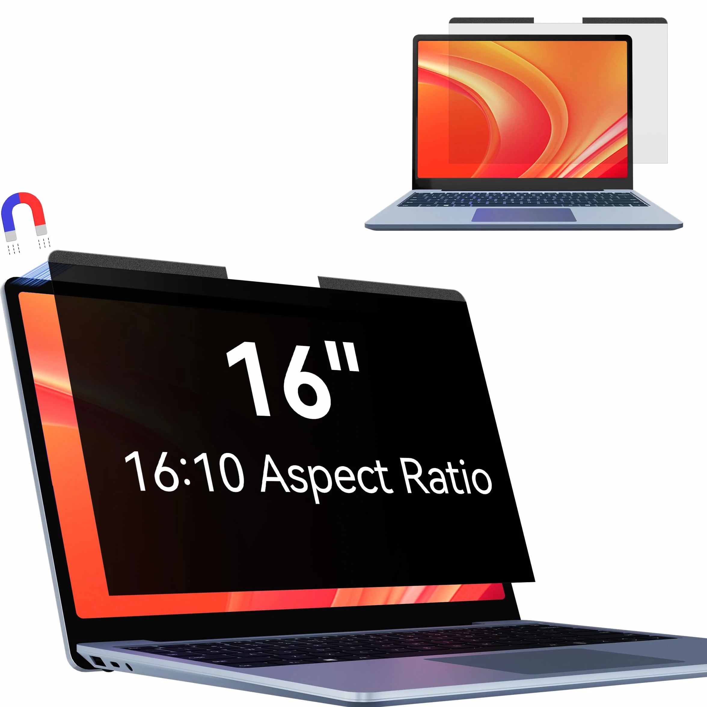 Magnétique Filtre de Confidentialité 16 Pouces 16:10 pour Ordinateur Portable HP Dell Acer Lenovo Thinkpad Envy Anti-Lumière Bleue