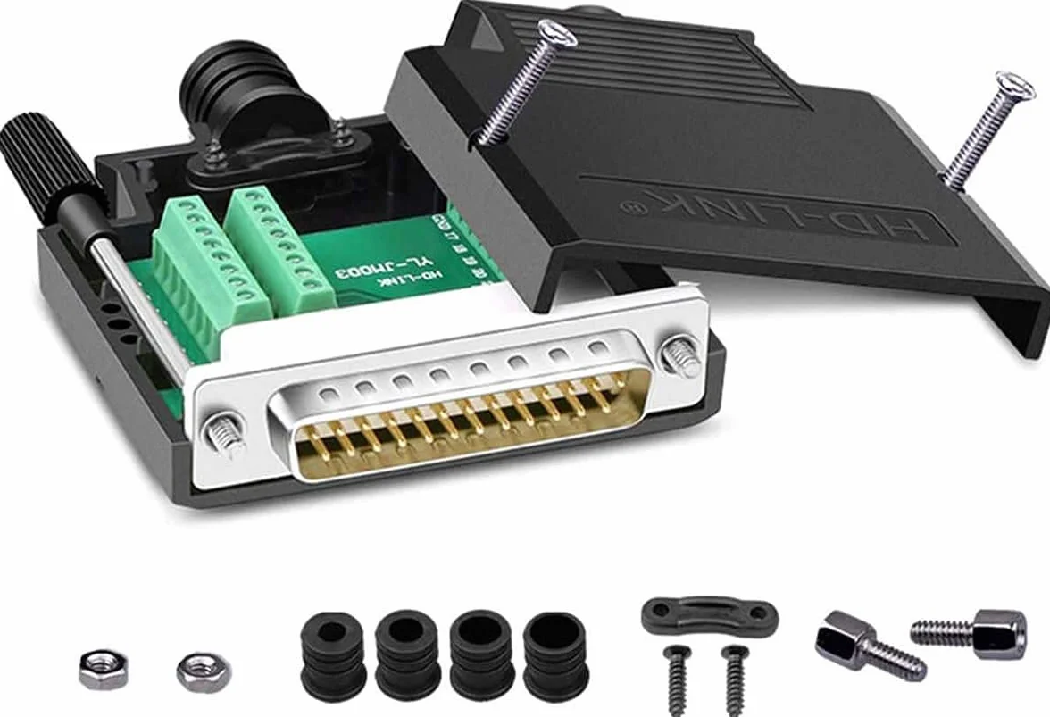 PENGLIN DB25 Connecteur Mâle sans Soudure, Adaptateur série RS232 D-SUB 25 Broches avec boîtier