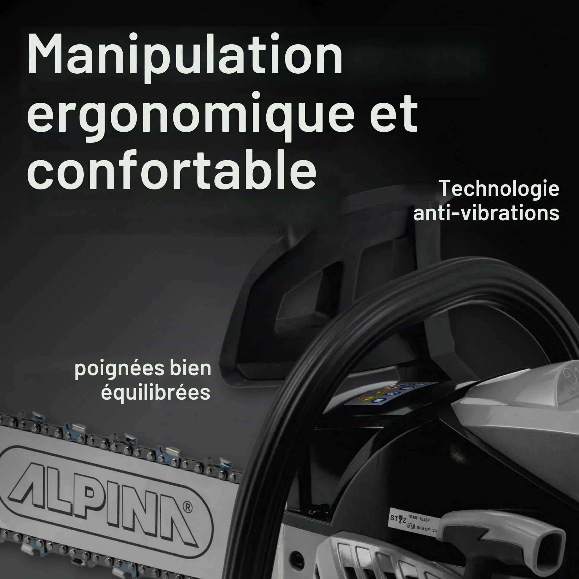 ALPINA Tronçonneuse ACS 46 (18"), moteur à essence 45cm³ (1,8kW), guide-chaîne 45cm
