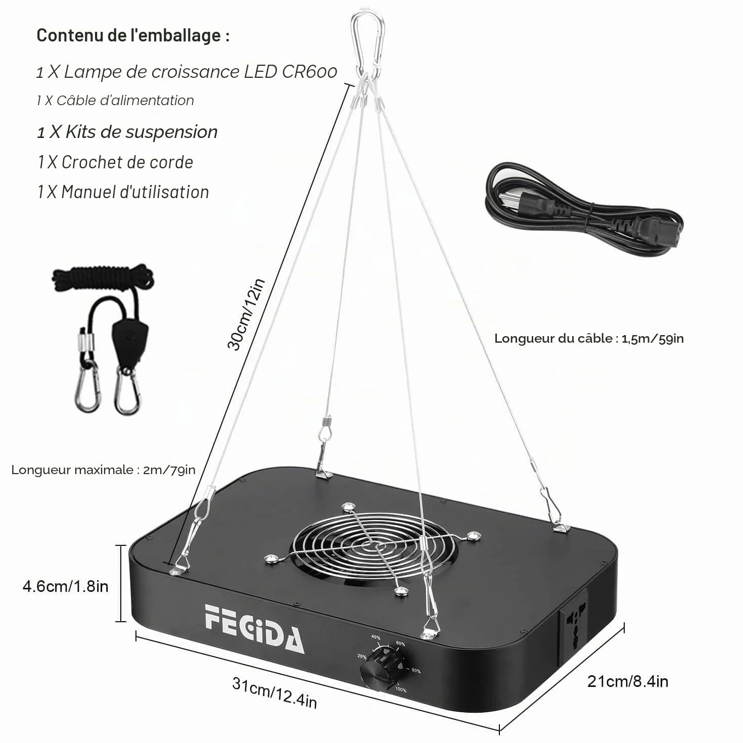 FECiDA Dimmable LED Grow Light 12000 Lumen 130W Full Spectrum for Indoor Plants