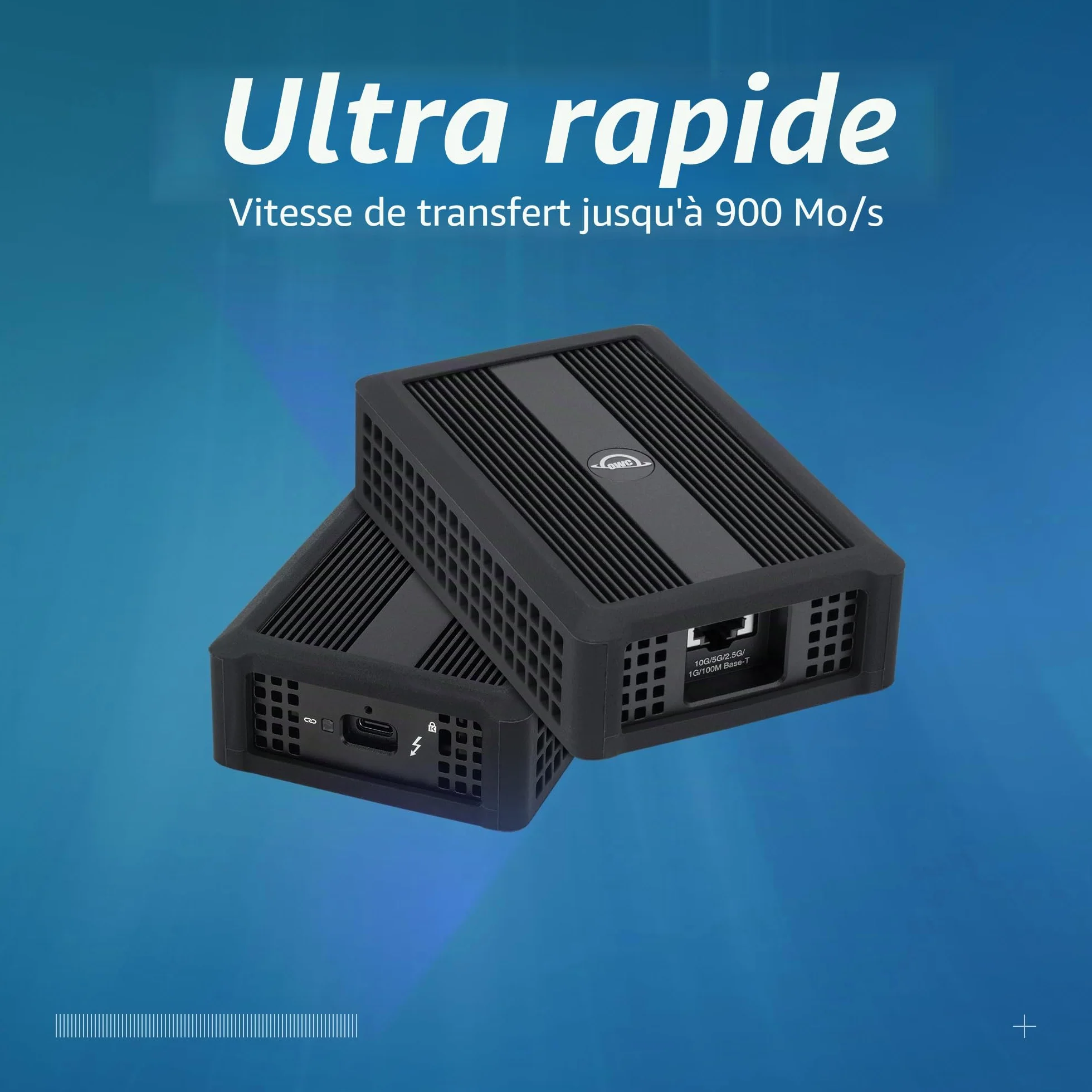 OWC Adaptateur Ethernet Thunderbolt 4 10G RJ45 10 Go/s 5 Go/s 2,5 Go/s 1 Go/s 100 Mo/s Base-T