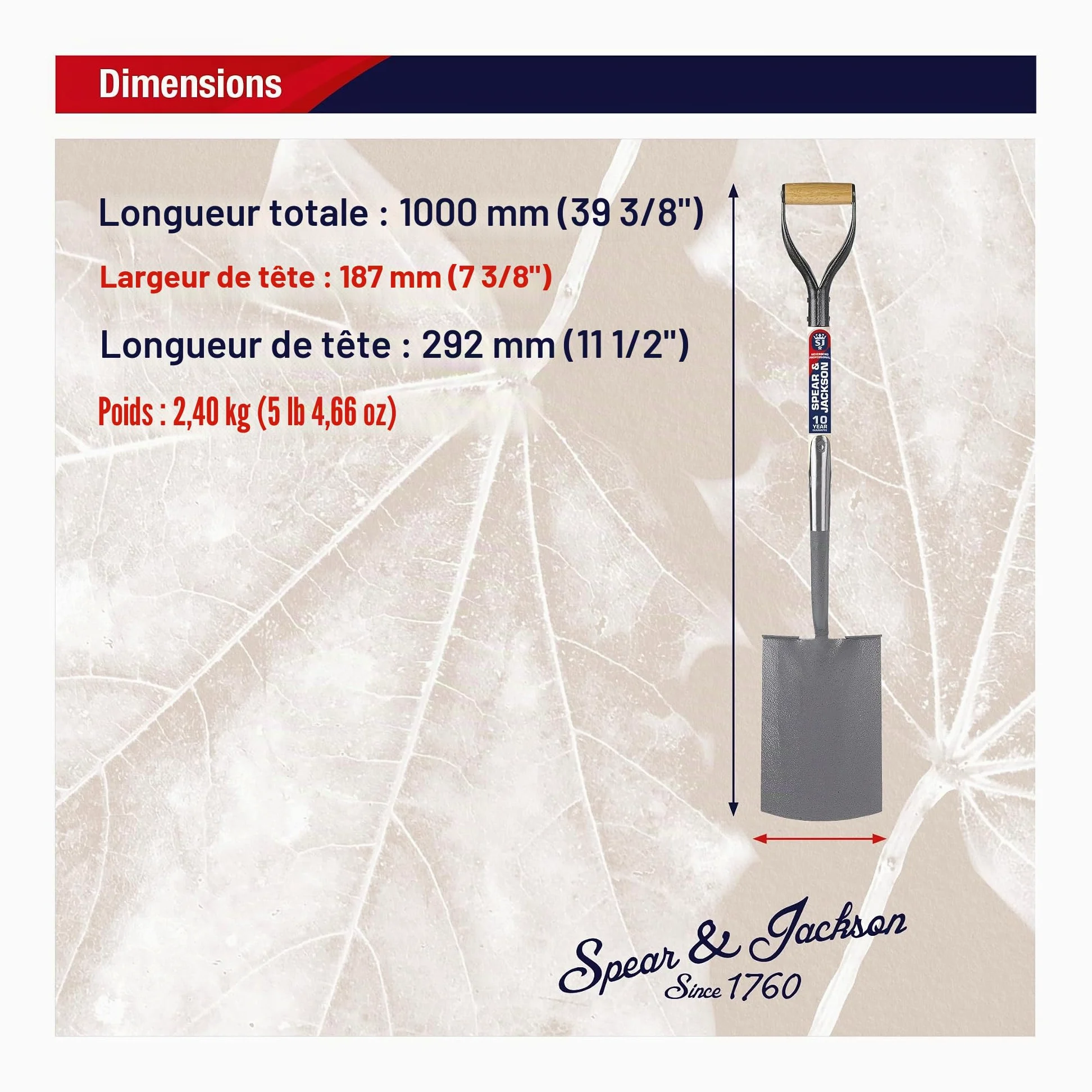 Spear & Jackson 1071AL Bêche professionnelle Neverbend avec semelle