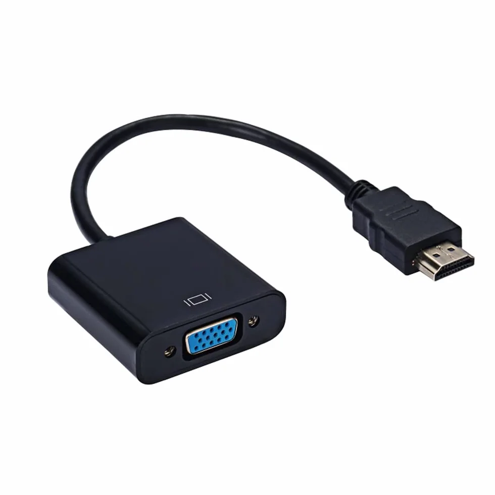 Adaptateur HDMI vers VGA plaqué Or Full HD 1080P Convertisseur Carte vidéo Externe (Black)
