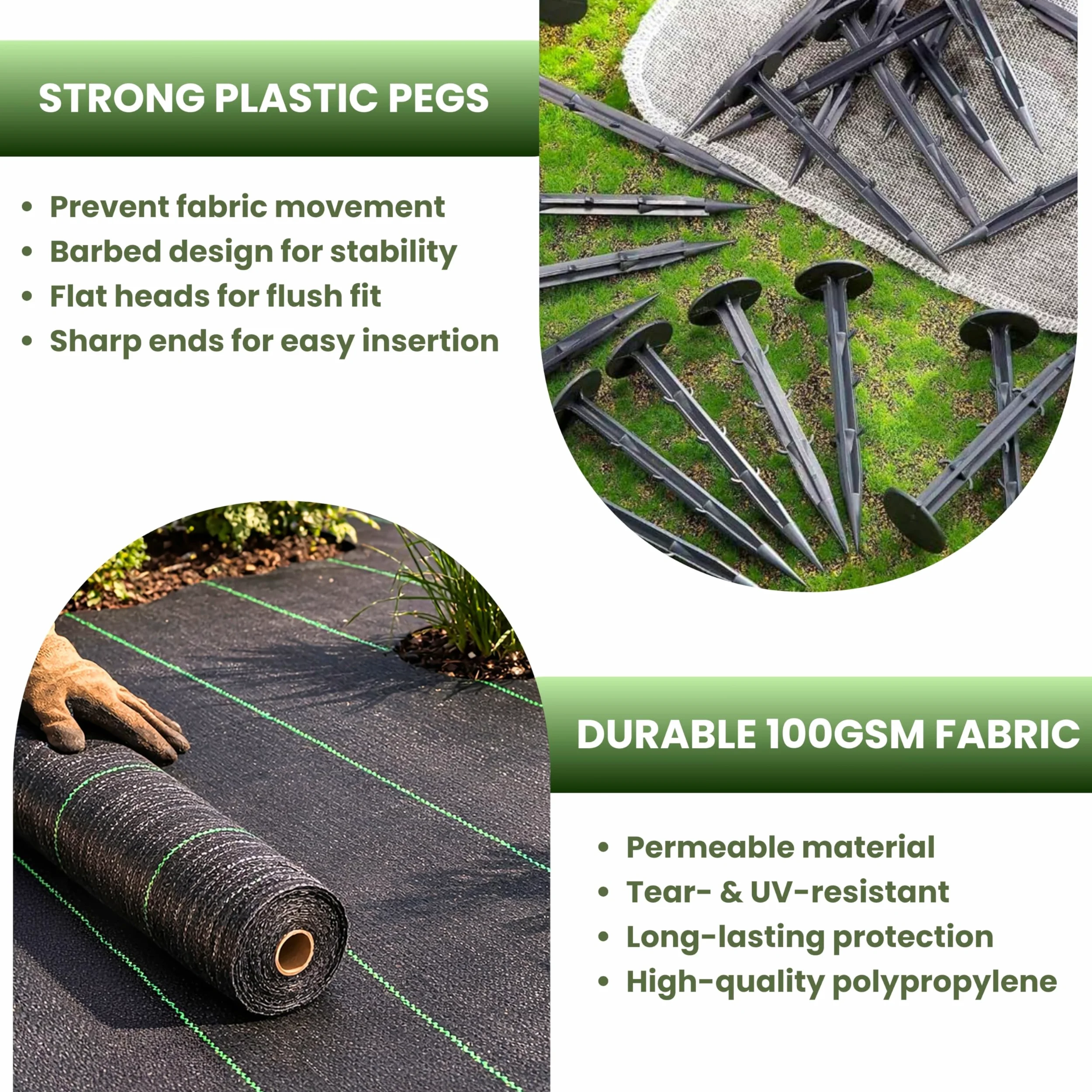 Jardin Mile® 1m x 50m Tissu Anti Mauvaises Herbes Ultra résistant de Membrane paillis Sol Jardin Allée Paysage