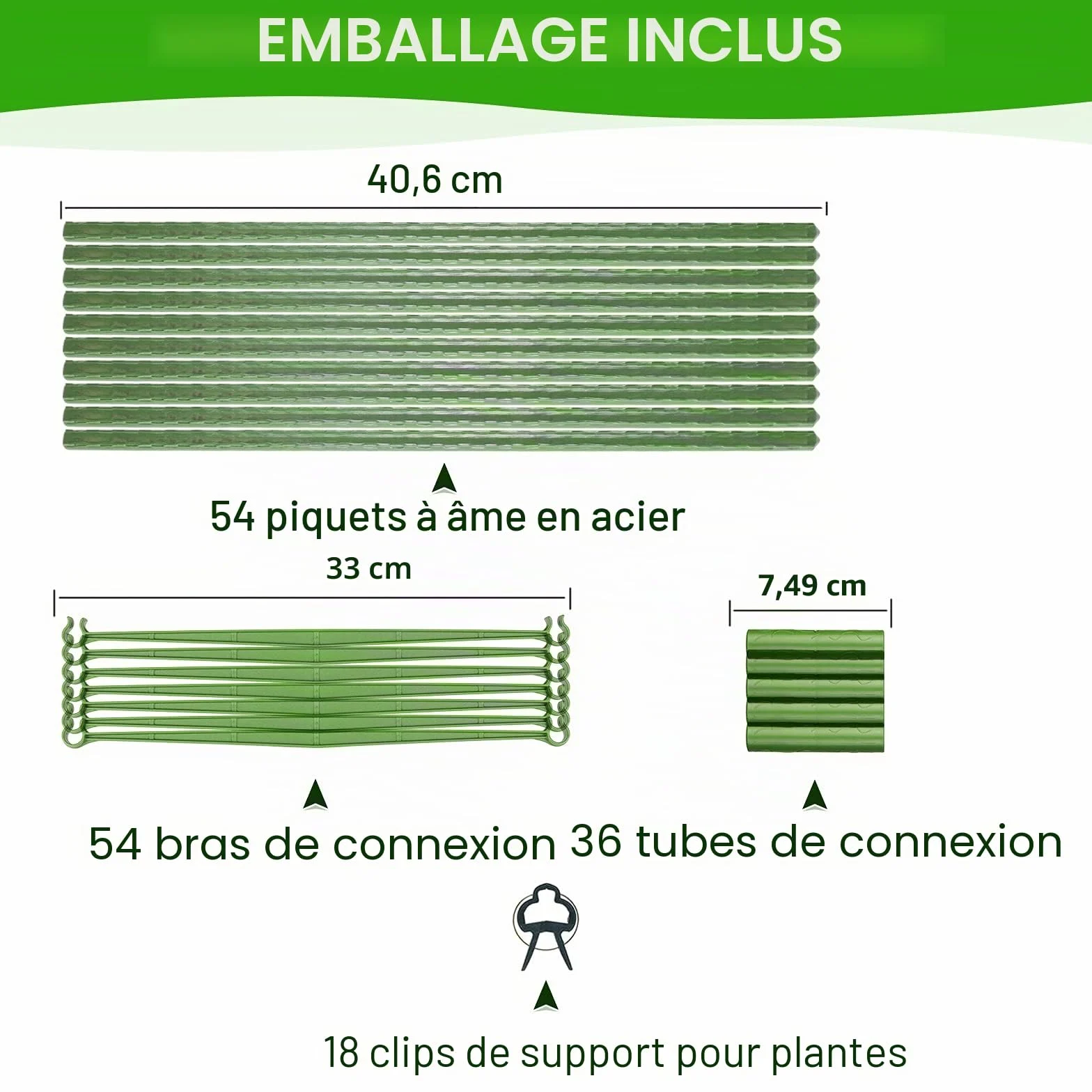 Lot de 6 supports de cages à tomates, piquets déformables assemblés, jusqu'à 122 cm, cage à tomates multifonction pour plantes de jardin