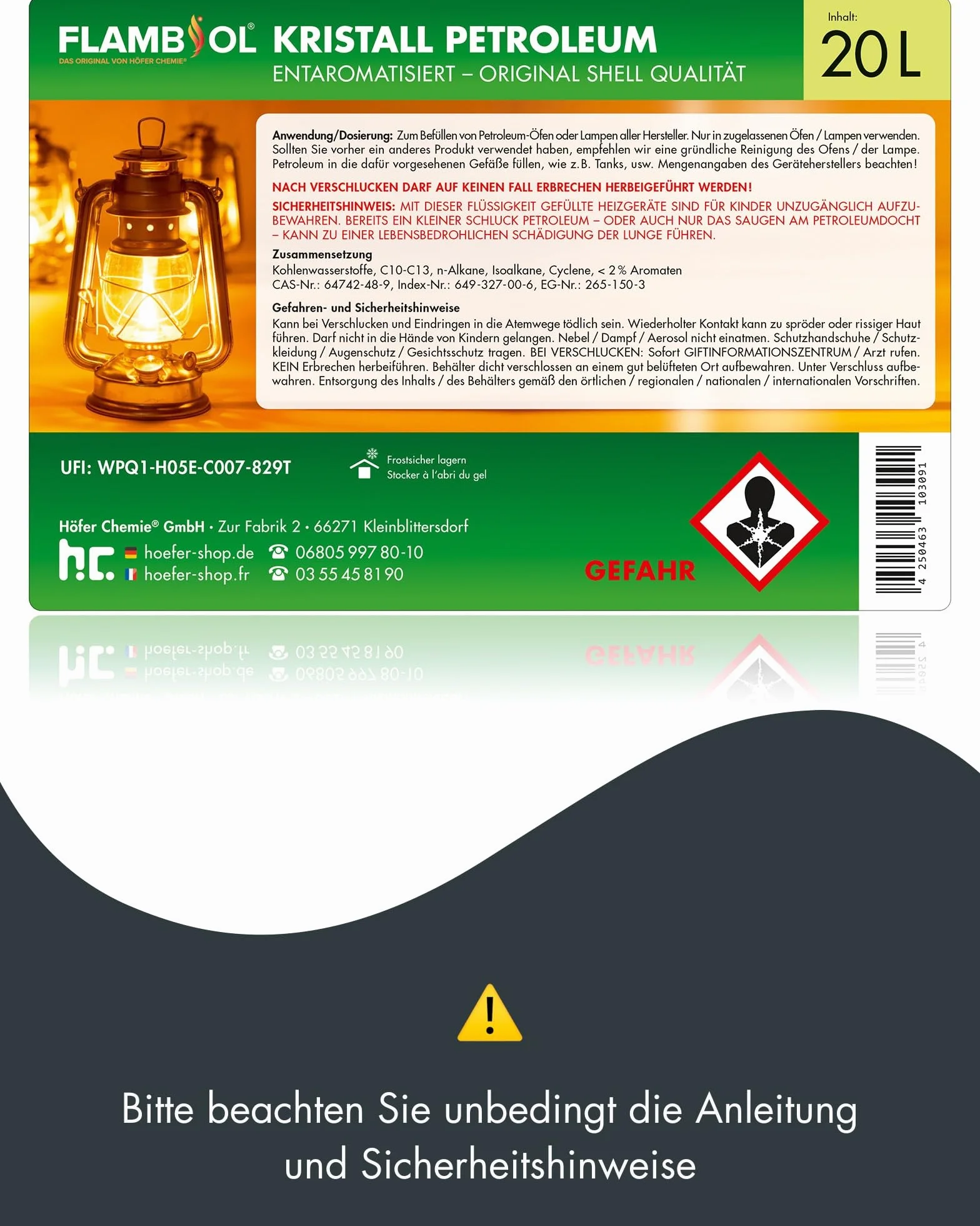 FLAMBIOL Pétrole Purifié 15 x 1 L Désaromatisé Combustion sans Suie