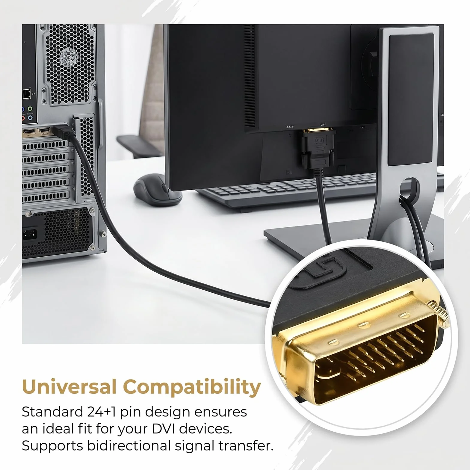 Adaptateur DVI vers HDMI 24+1, DVI-D mâle à femelle, contacts plaqués or pour PC, moniteurs, TV