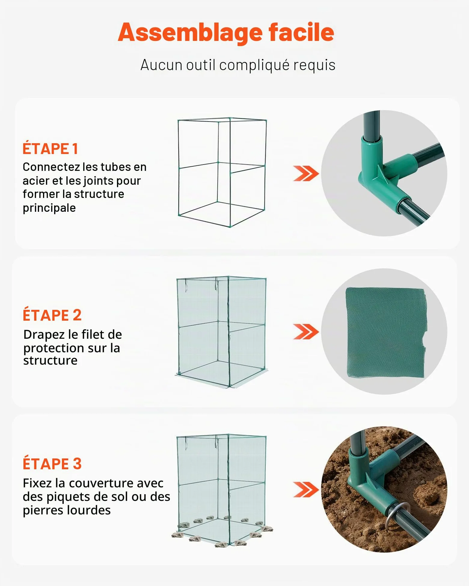 VEVOR Cage à Culture Jardin 1,2x1,2x1,8 m Cage à Plantes avec Porte Zippée pour Tomates, Filet Anti Oiseaux Résistante au Vent Filet de Protection de Plantes Couverture de Potager Surélevé Extérieur