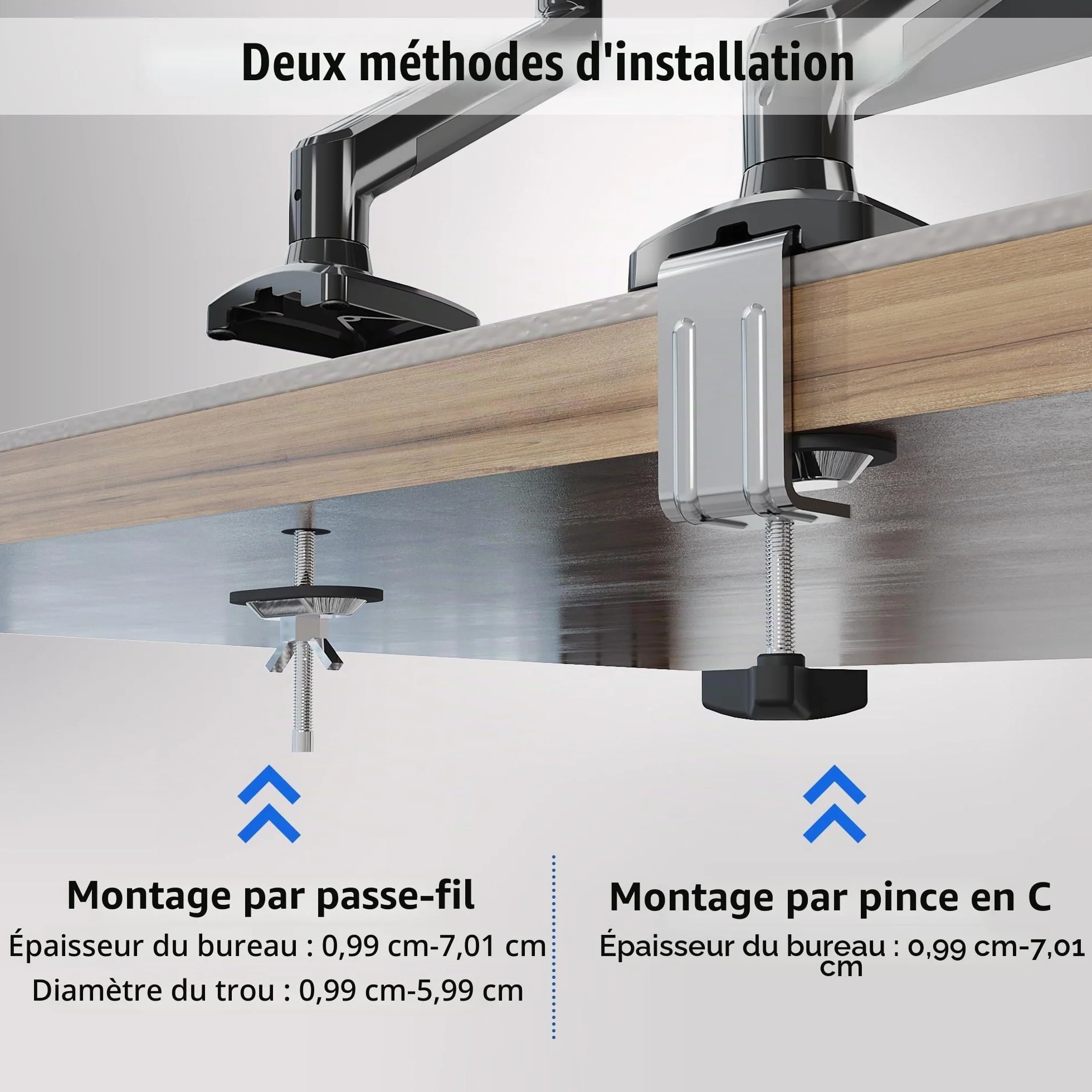 BONTEC Bras Articulé à Ressort à Gaz pour Moniteur 13-32 Pouces, Capacité 3-9kg, Rotation 360°, VESA 75/100mm
