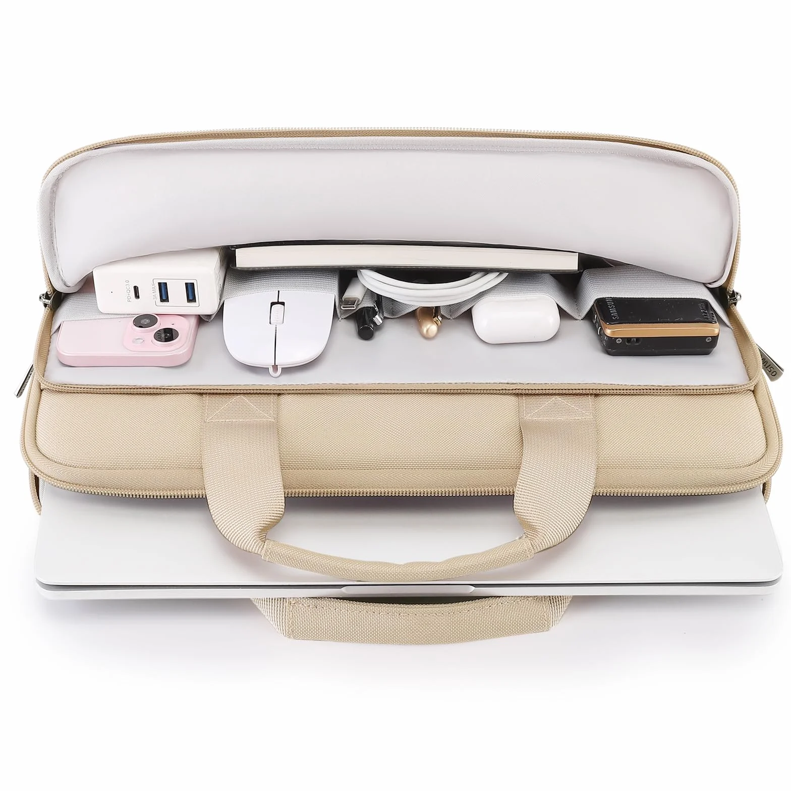 DOMISO Pochette Ordinateur 17 Pouces Sacoche PC Portable Dell HP ASUS Acer XPS Beige