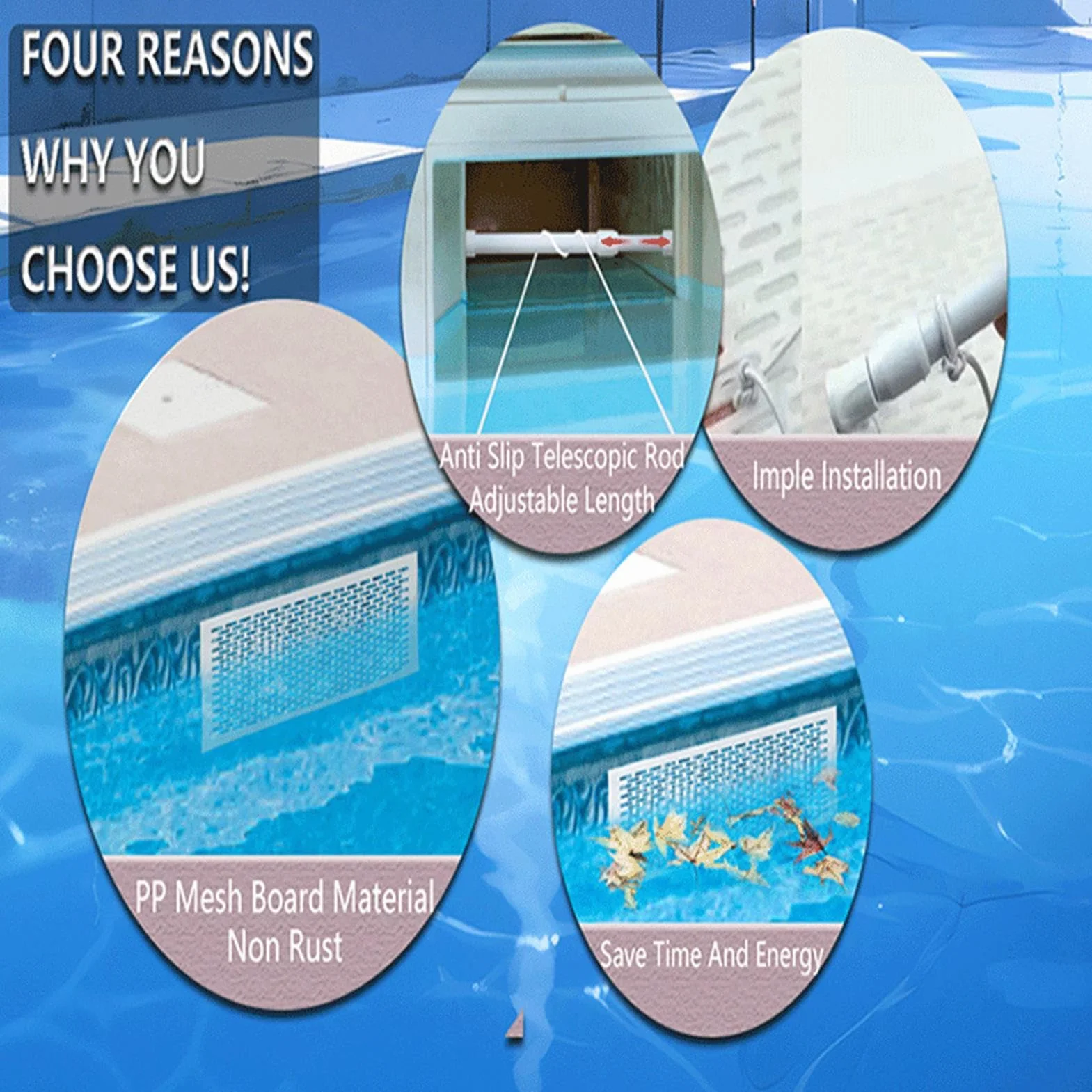 Grille de Protection pour Skimmer de Piscine Anti-Feuilles Toile Maillée Renforcée Écran Nettoyage Spa Étang