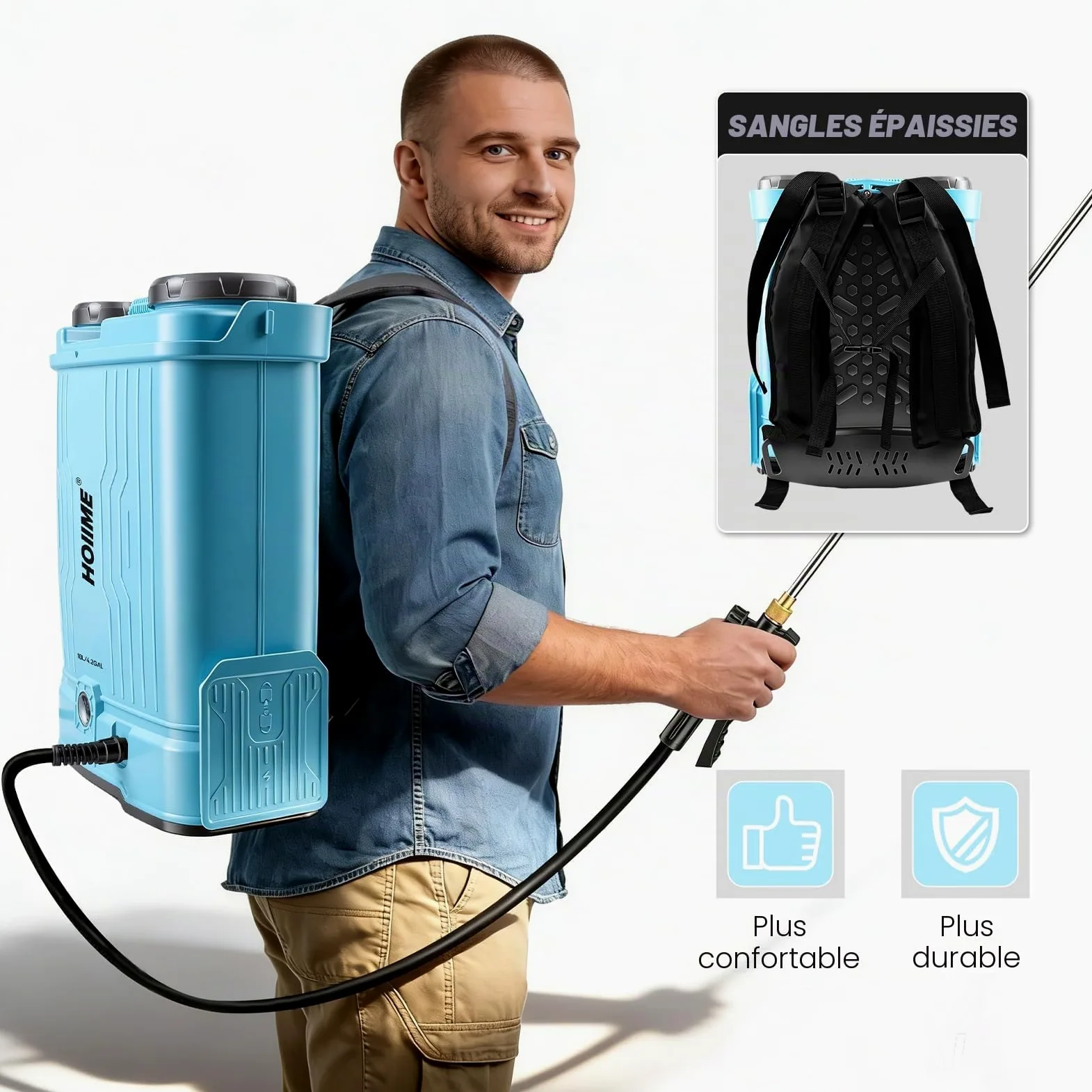 Pulvérisateur à Pression sans Fil 16L Pulvérisateur de Jardin, 7 Buses Pulvérisateur à Plantes Électrique 100PSI Résistance de pulvérisation réglable, Compatible avec les batteries Makita 18V