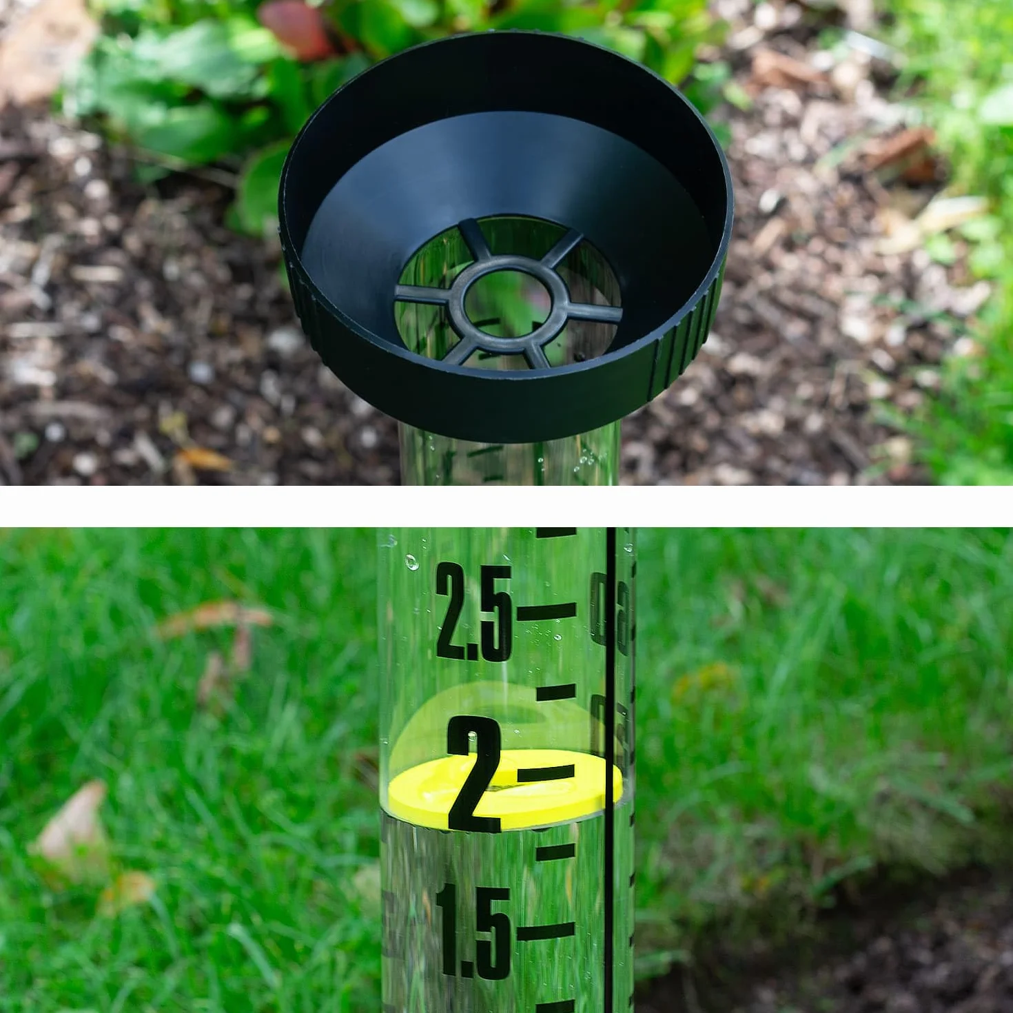 CKB LTD Pluviomètre avec Piquet pour Extérieur - Mesure Extra Large de la Pluie avec Double Échelle et Piquet au Sol pour Pelouses, Jardins, Fermes et Terrains de Golf 100 cm de Haut